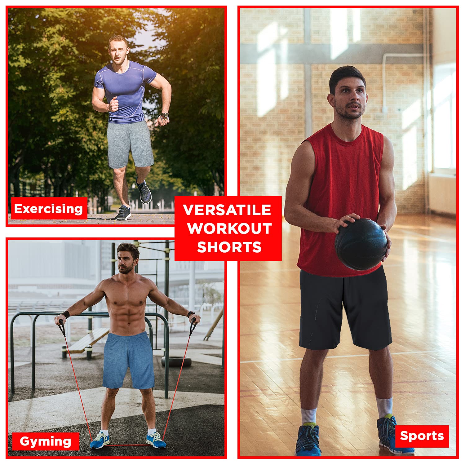 High Energy Men's Basketball Shorts 4-Pack - Breathable, Quick-Dry Athletic Shorts for Sports, Fitness & Workouts | Perfect for Basketball, Gym Training & Casual Wear