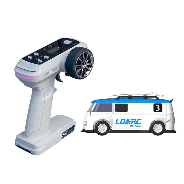 LDARC V64 Racing Van 1:64 Scale 2.4GHz RWD Remote Control RC Car with 4 Interchangeable Color Shells - High Speed Mini RC Vehicle for Kids & Adults, Perfect for Indoor Racing & Collectible Display