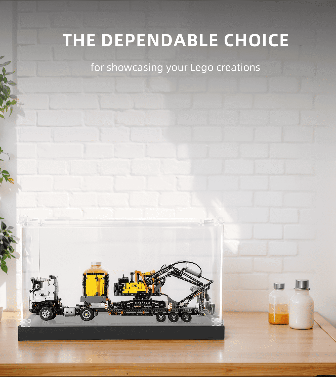 LEGO Volvo FMX Truck & EC230 Electric Excavator 42175 Display Case - Premium Acrylic Showcase for LEGO Technic Models - Perfect for Home Decoration, Office Display & Collector's Showcase