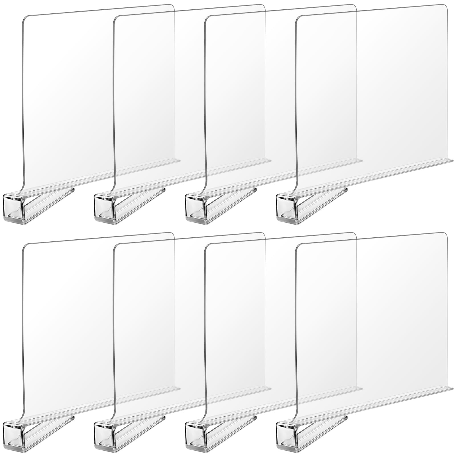 8-Pack Clear Acrylic Shelf Dividers for Closet, Kitchen & Office Organization - Perfect for Purses, Handbags, Books & More | Space-Saving Storage Solution for Bedroom, Bathroom & Cabinet