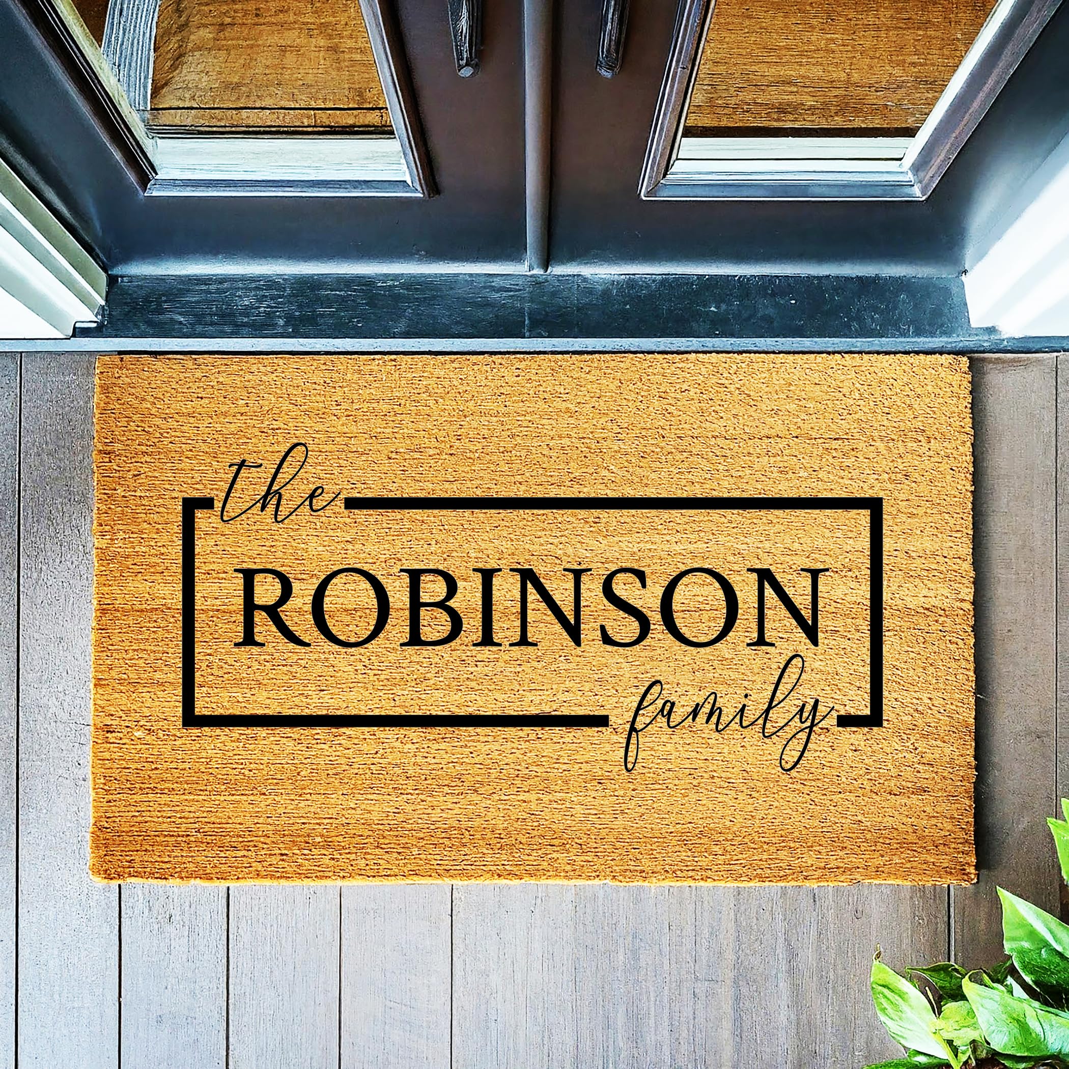 Personalized Custom Doormat with Family Name - Monogrammed Welcome Mat for Front Door | Wedding Gift & Housewarming Present | Durable Indoor/Outdoor Rug for Home Entryway (1868) - Perfect for Front Porch, New Home Gift, or Closing Present