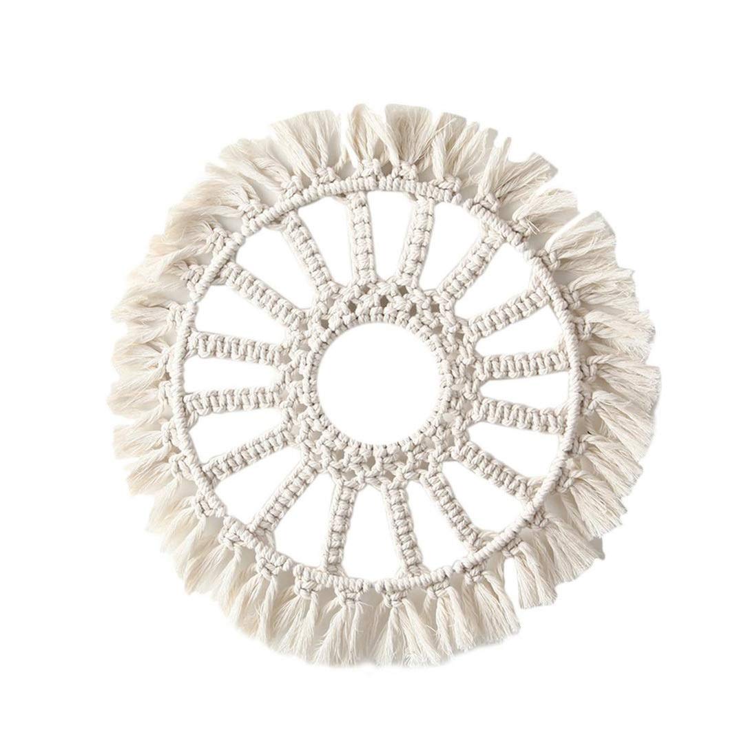 SHYPT Hand-Woven Lace Mirror with Lighting - Elegant Wall Decor for Bedroom, Living Room & Home Interior | Boho Chic Tapestry Frame for Cozy Ambiance