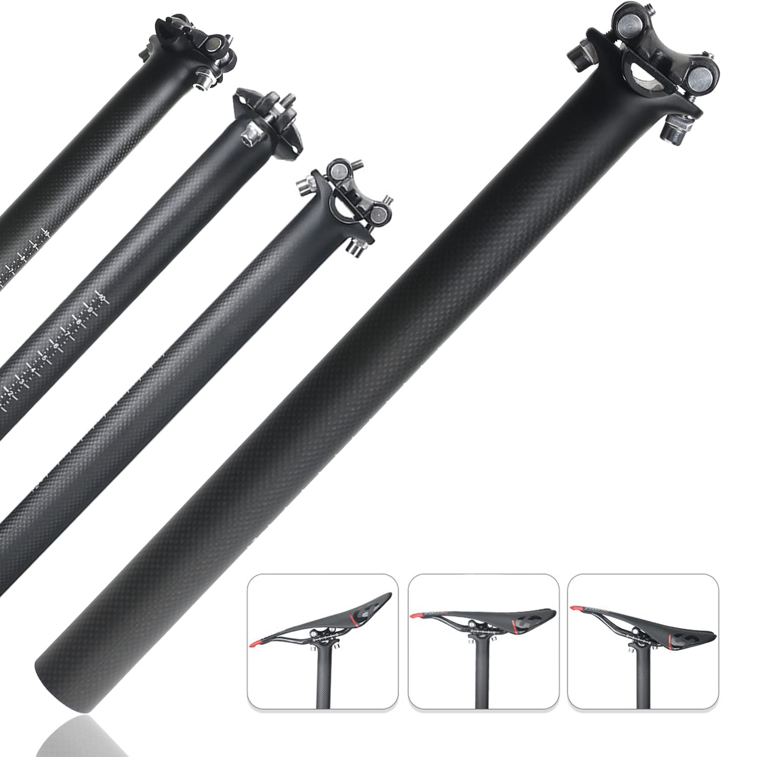 Ultralight Carbon Fiber Bike Seatpost 27.2/31.6mm - High Performance Bicycle Seat Tube for Mountain, Road, MTB & BMX Bikes - Perfect for Racing, Commuting & Off-Road Cycling