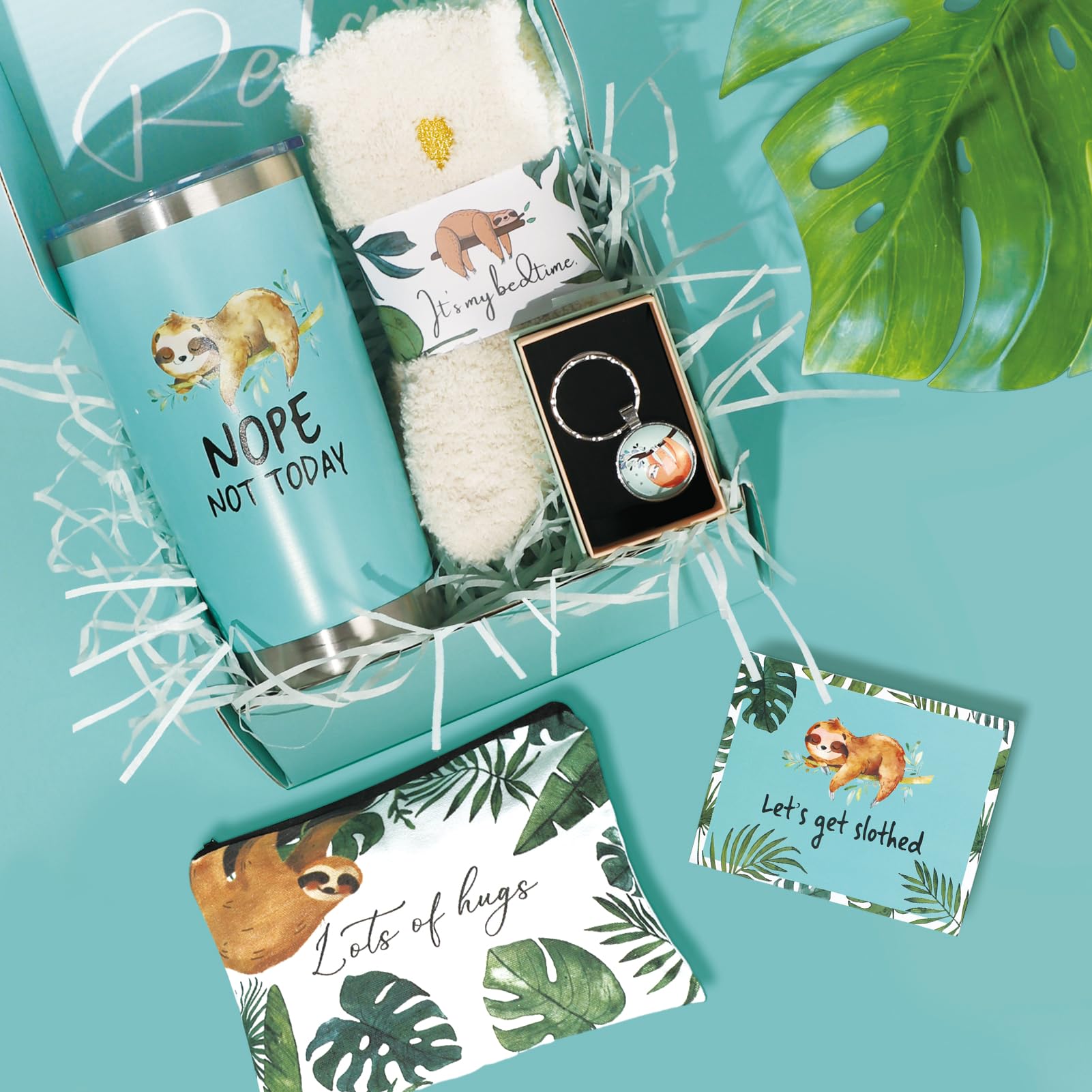 Premium Sloth Gift Set for Women - Unique Birthday Gifts for Her, Cute Sloth Themed Presents for Girlfriend, Teacher or Best Friend - Includes Insulated Tumbler Cup (Green) - Perfect for Birthdays, Anniversaries & Appreciation Gifts