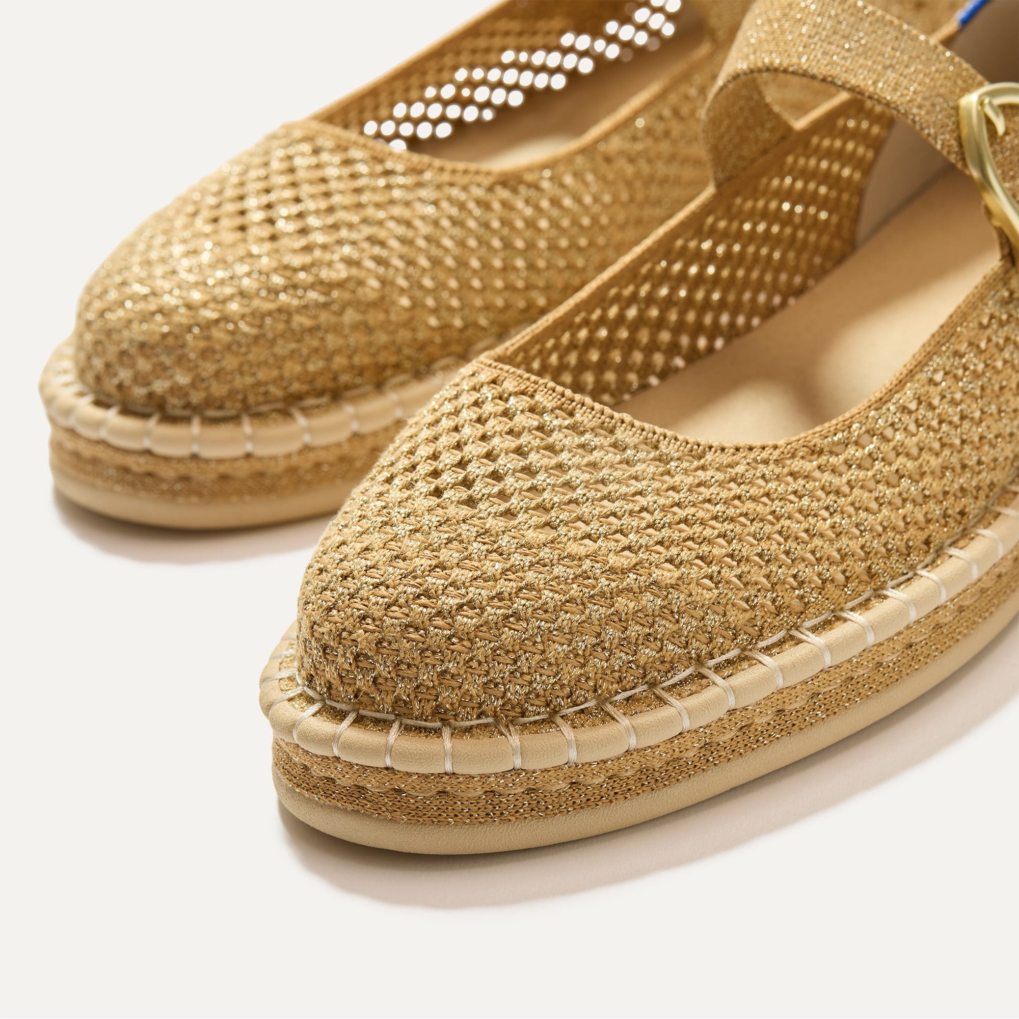 Metallic Gold Espadrille Mary Jane Flats - Comfortable Women's Shoes for Casual Wear, Summer Outfits, and Beach Vacations