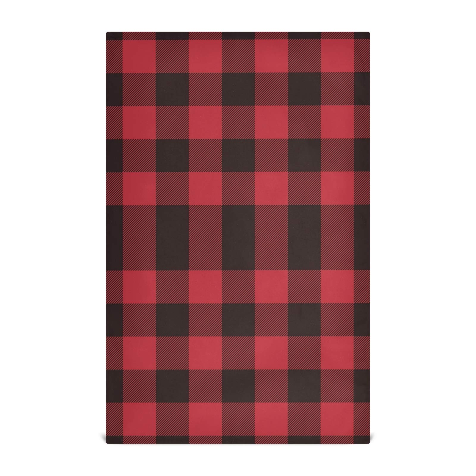 Premium Lumberjack Plaid Black & Red Checkered Kitchen Dish Towel Set - 1 Polyester Waffle Weave Dishcloth with Hanging Loop | Durable & Absorbent for Dishes, Hand Drying & Bar Cleaning | Ideal for Farmhouse, Rustic & Country Style Kitchens