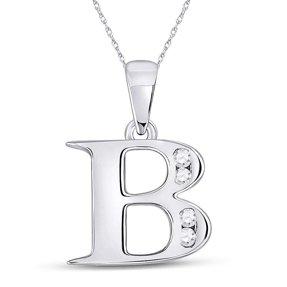 10K White Gold Women's Round Diamond Initial 
