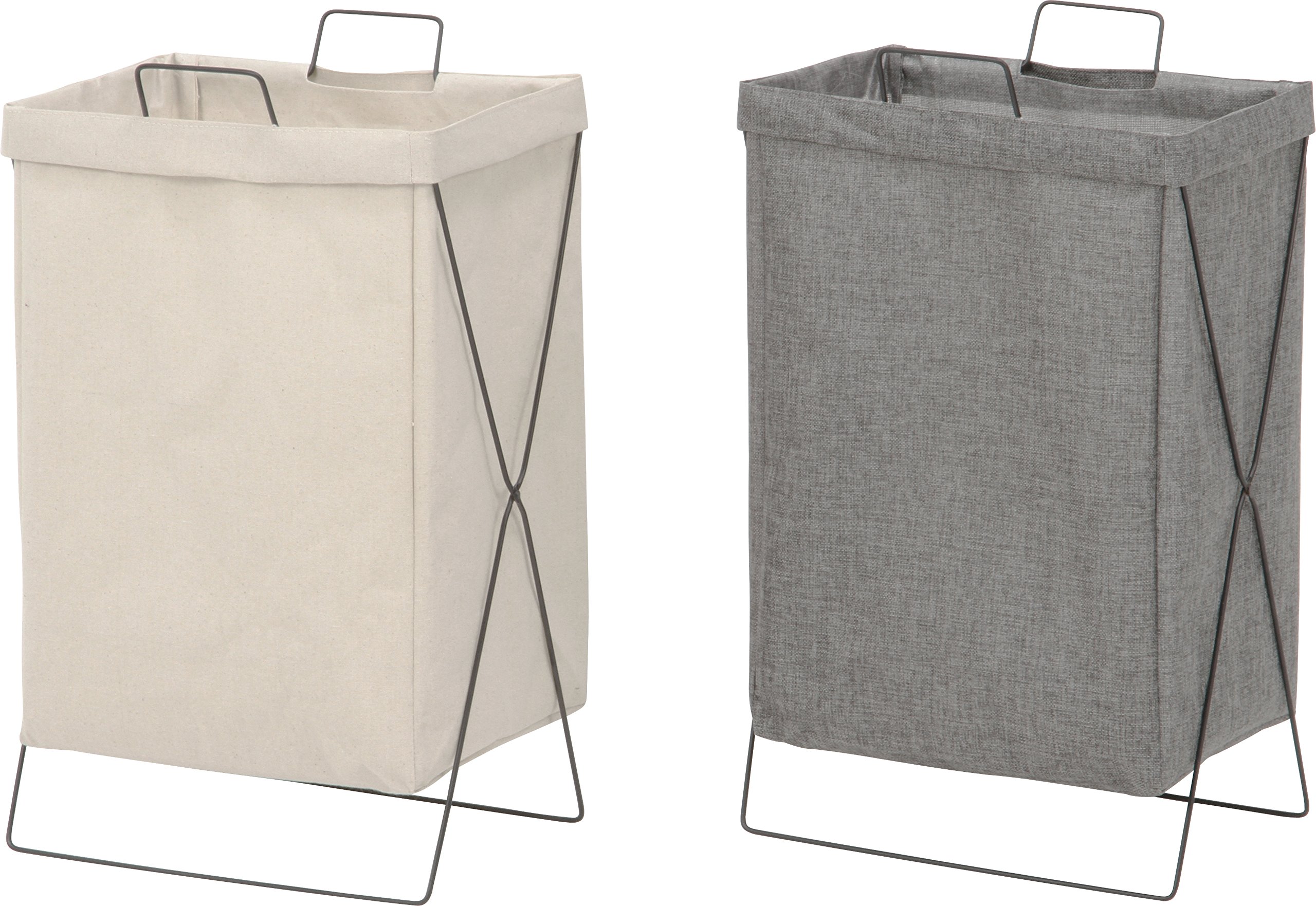 Fuji Boeki Foldable Laundry Basket - 30L Slim Storage Hamper (14.6x10.6x23.6 inches) - Space-Saving Gray Laundry Bin for Home, Camping & Toy Storage | Perfect for Small Spaces, Dorm Rooms & RV Travel