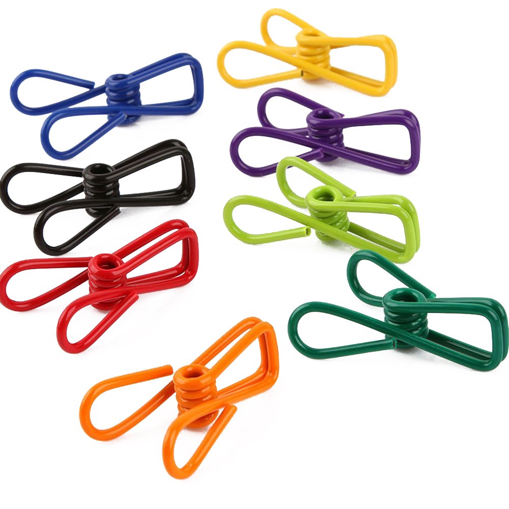 Yueton Pack of 30 Heavy Duty Steel Wire Clothesline Clips - Multi-Purpose Utility Clips for Laundry, Camping, Organizing & Home Use