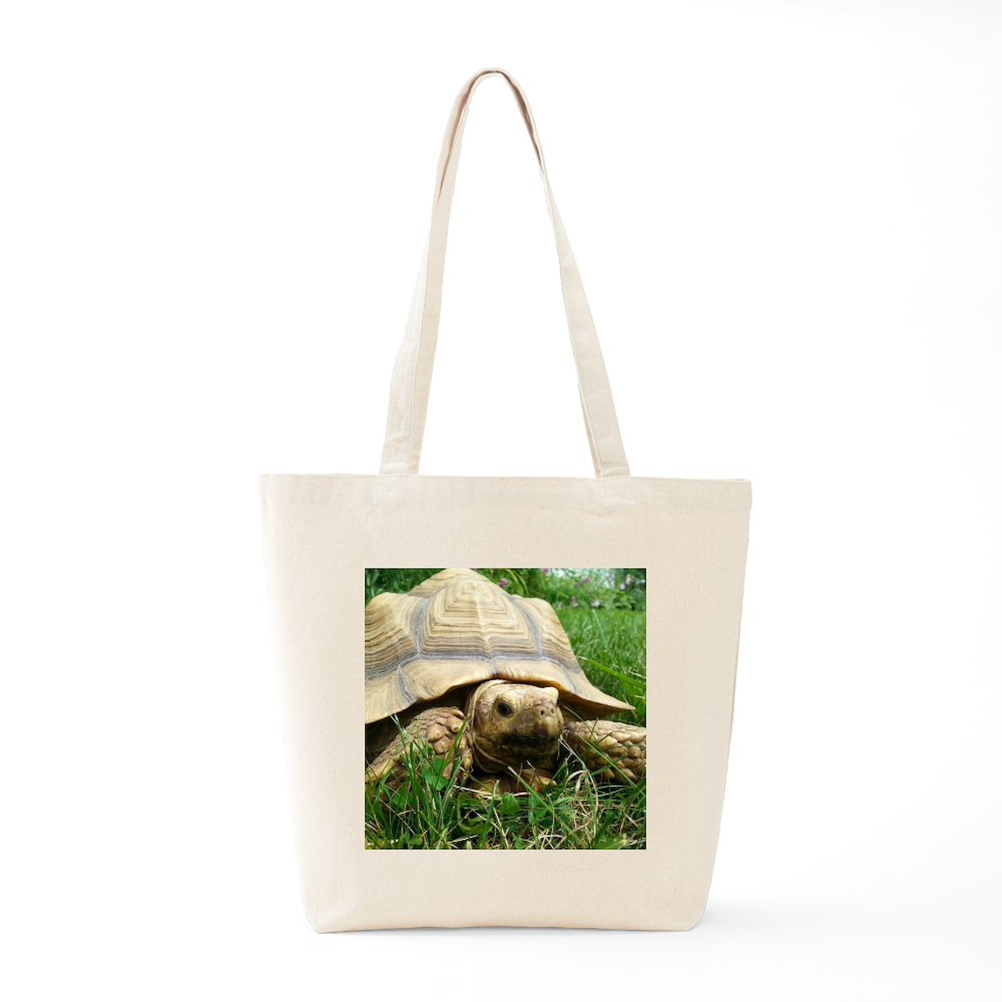 Sulcata Tortoise Canvas Tote Bag - Eco-Friendly Reusable Shopping Bag for Groceries, Beach & Daily Use | Durable Natural Cotton Tote