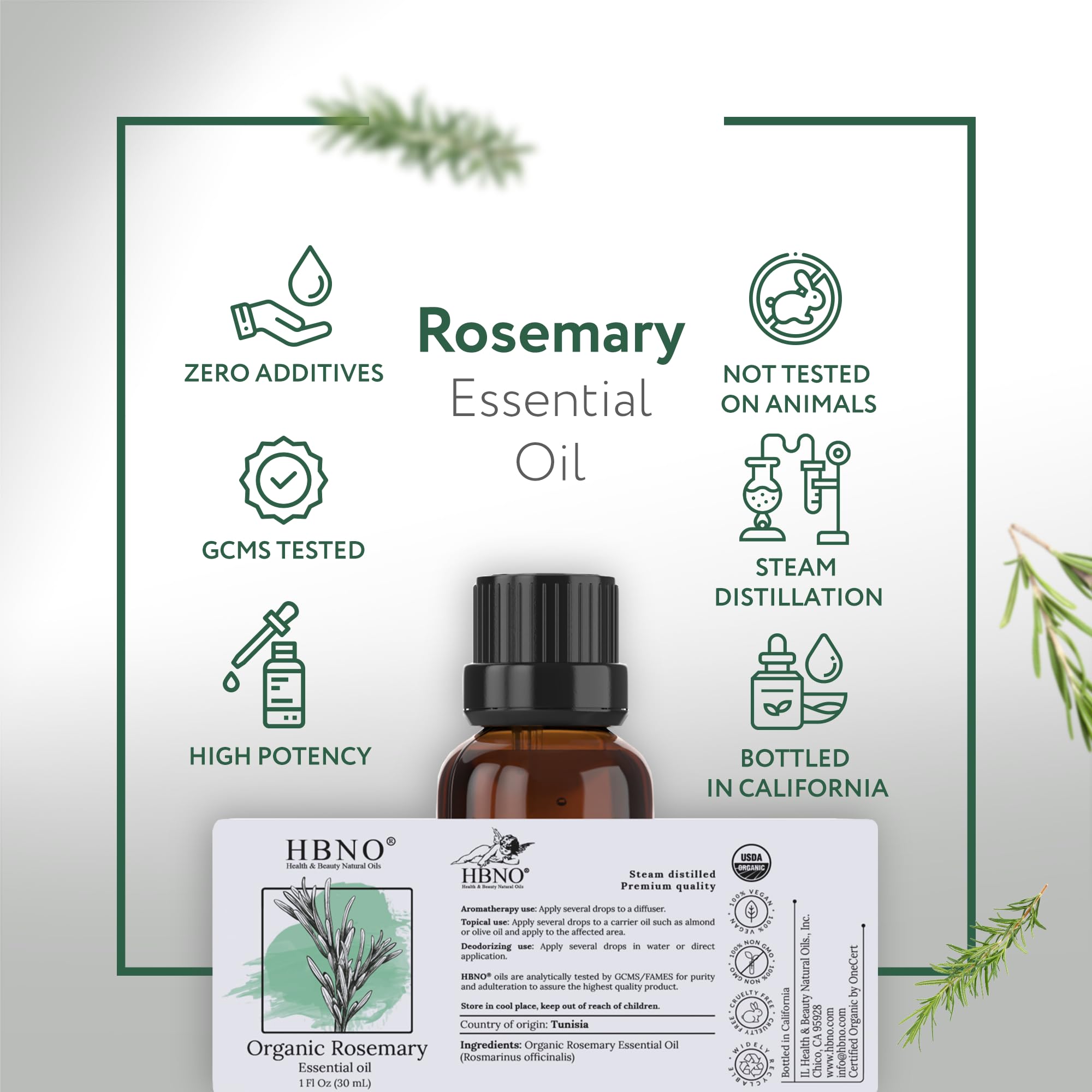 Organic Rosemary Essential Oil 1 fl oz (30ml) - USDA Certified, 100% Pure for Aromatherapy, Diffusers, DIY Skincare, Soap Making & Home Fragrance - Relaxation & Stress Relief Essential Oil