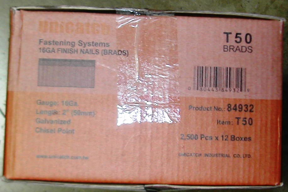 2 Inch 16 Gauge Galvanized Finish Nails - 30M Case (3000 Nails) for Trim Work, Crown Molding, and DIY Woodworking Projects