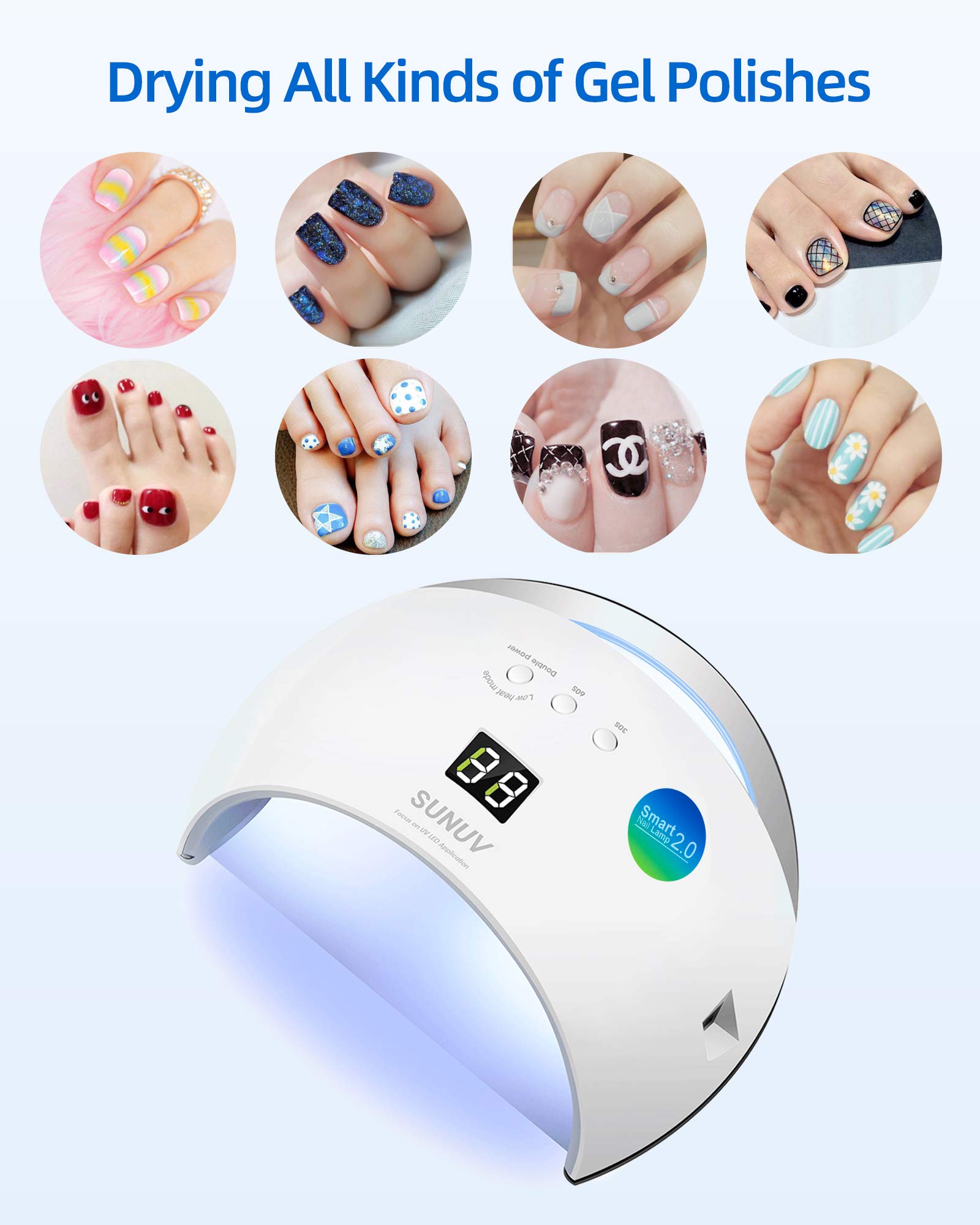 Professional SUNUV 48W UV LED Nail Lamp - Fast Drying Gel Polish Dryer with 30/60/99S Timer & Sensor, Removable Bottom Tray - Perfect for Home Manicures & Salon Nail Art (Ideal for Gel Polish, Acrylic Nails & DIY Nail Designs)