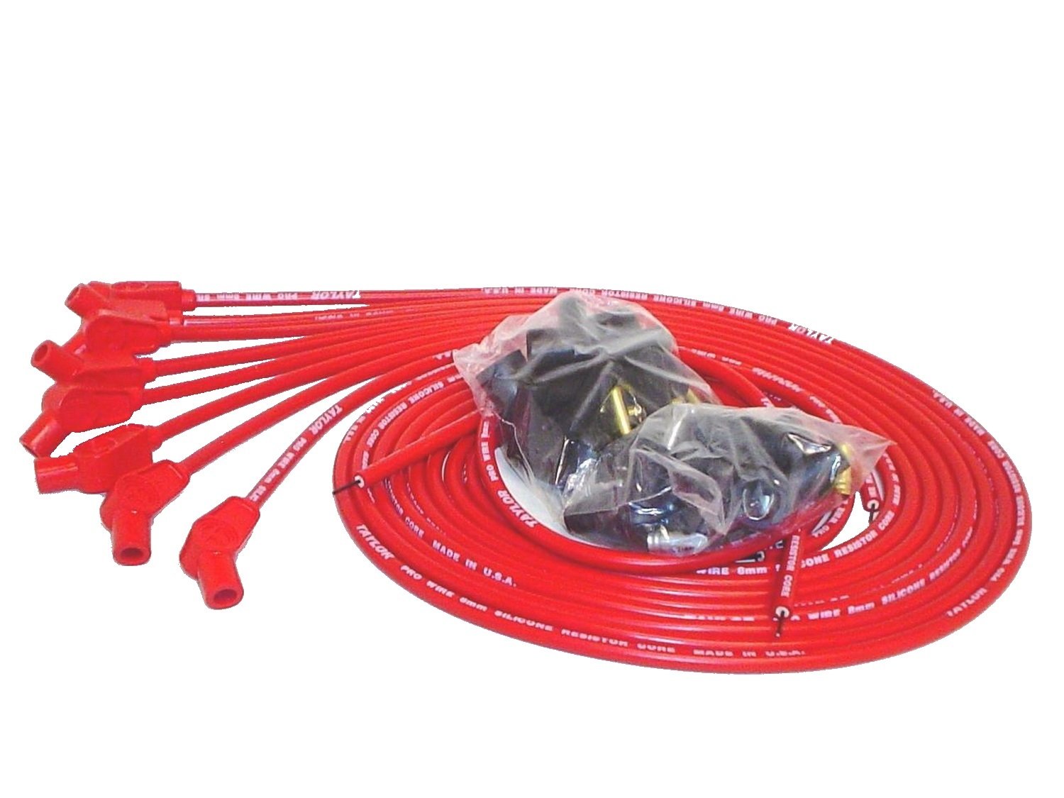 Taylor Cable 70253 8mm Pro Wire Red Spark Plug Wire Set - High Performance Ignition Wires for Cars, Trucks & SUVs - Perfect for Engine Upgrades & Tuning