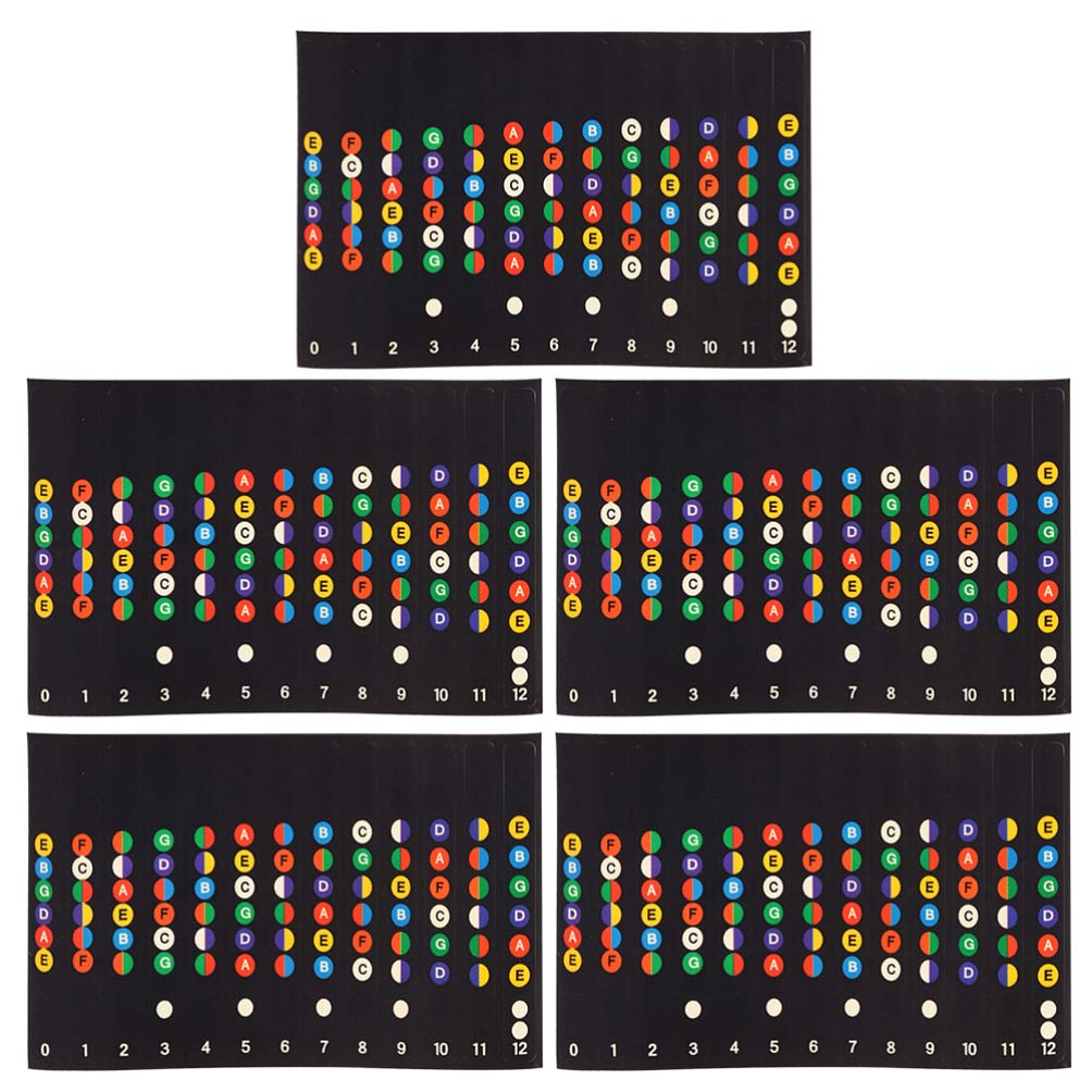 Milisten Guitar Stickers - 5pcs Premium Guitar Fretboard Decals with Musical Notes for Bass & Acoustic Guitars | Perfect for Beginners, Musicians & K-pop Fans (SKZ, Otomatone Style) - Enhance Practice & Personalize Your Instrument