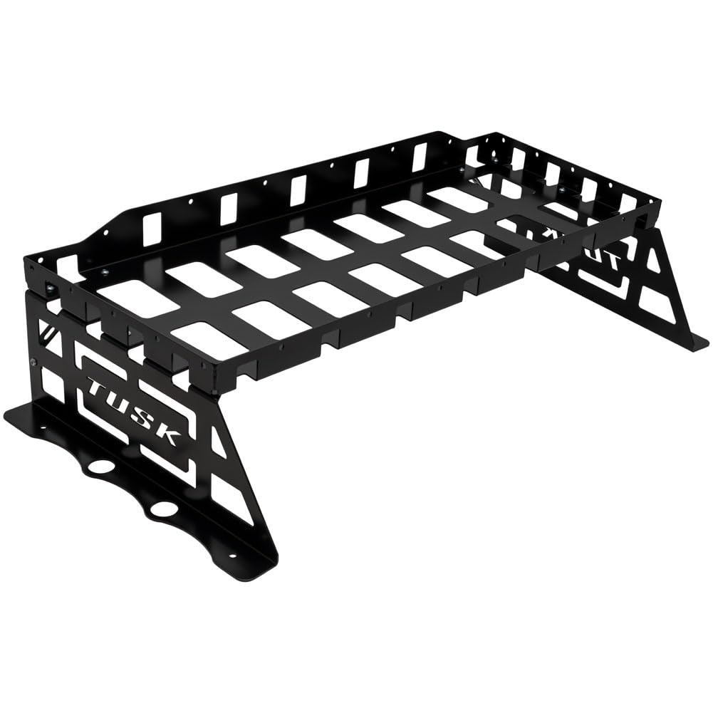 Tusk Cargo Rack - Heavy Duty Black Powder Coated Motorcycle Luggage Rack for Adventure & Off-Road Bikes - Perfect for Long Distance Touring & Off-Grid Camping