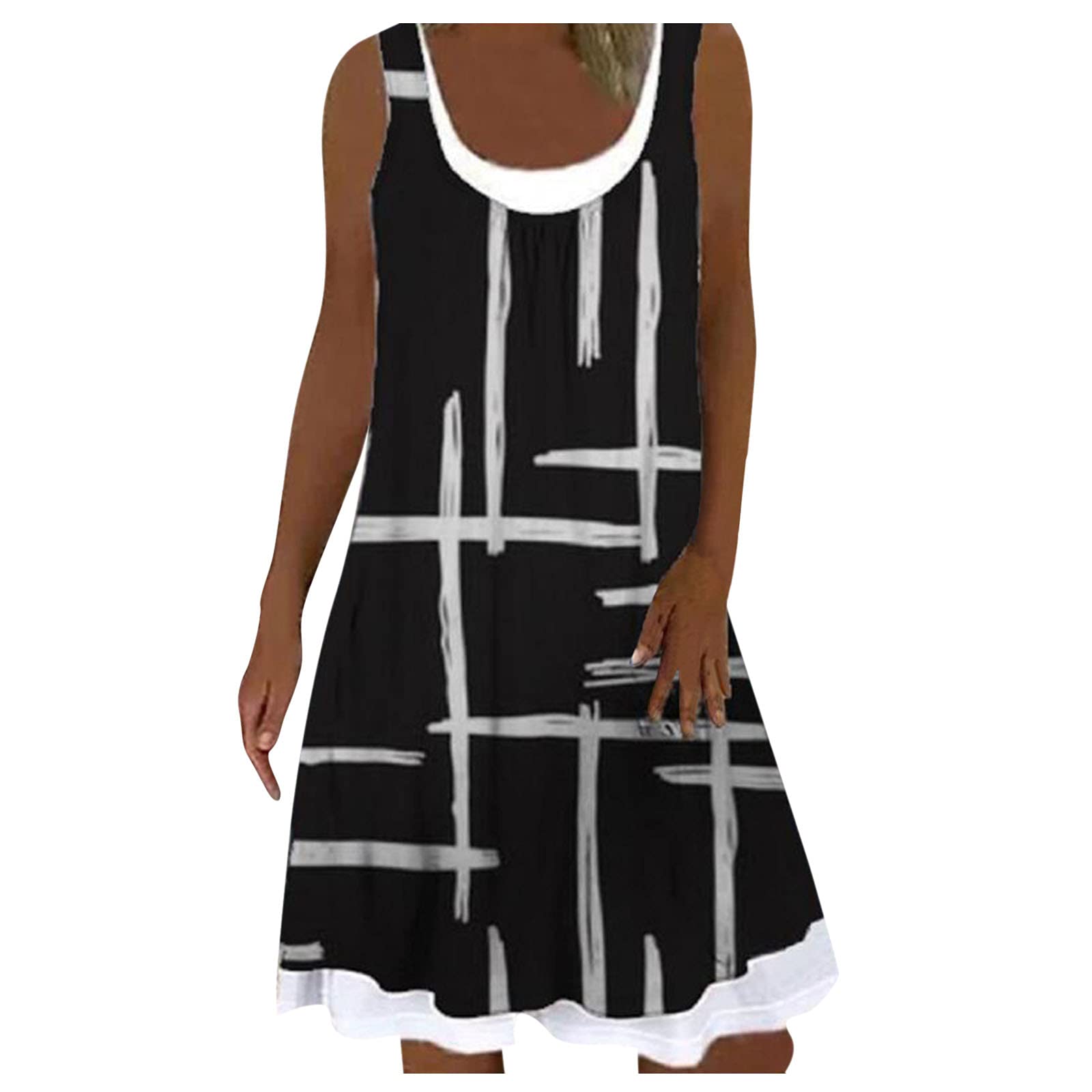 WYTong Women's Casual Summer Dress - Sleeveless Beach Dress with Floral Print, Fake Two Piece Design | Perfect for Vacation, Pool Party & Summer Outings