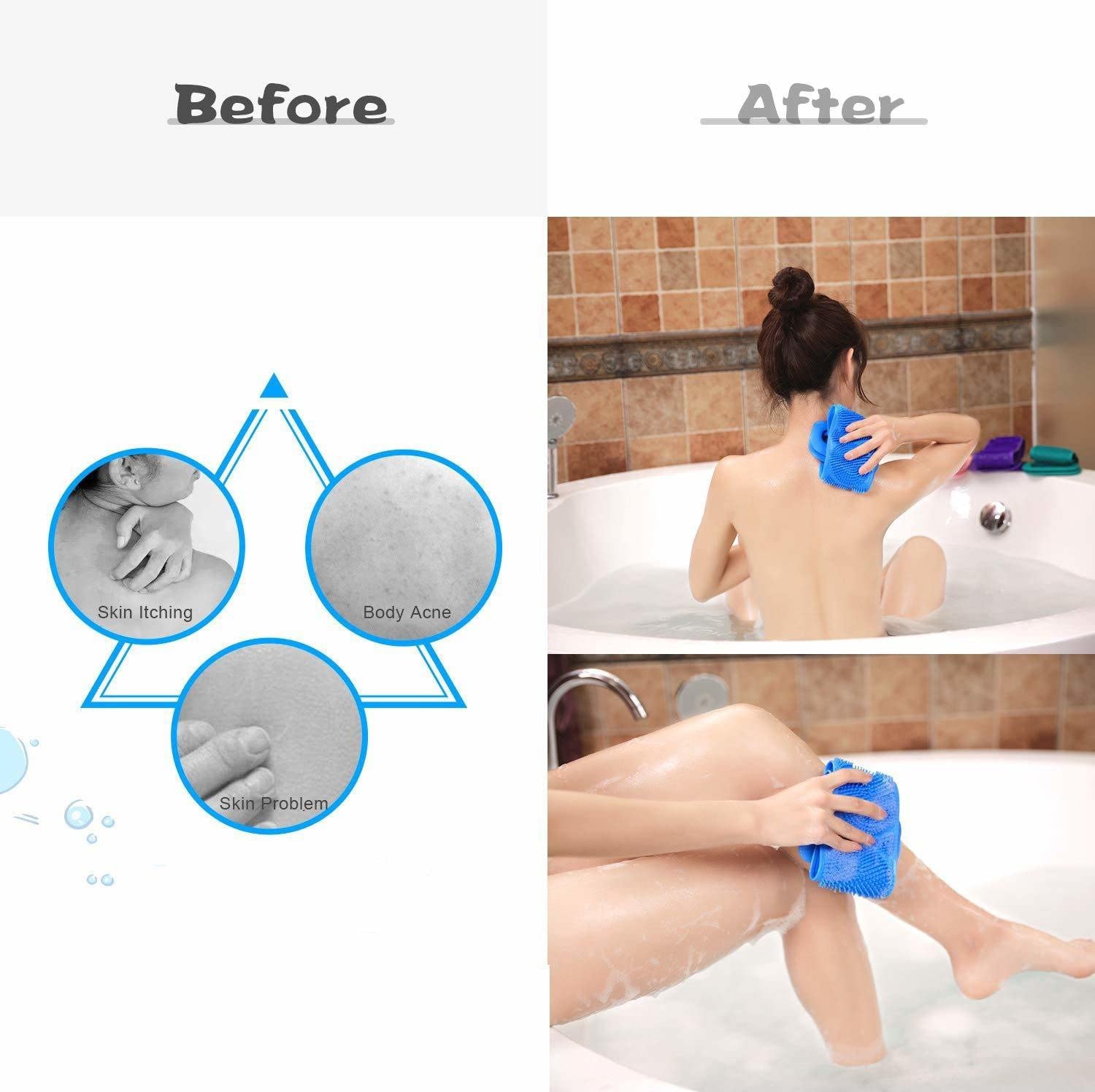 Premium Silicone Back Scrubber for Shower & Bath - Exfoliating Body Brush with Long Handle for Dead Skin Removal - Perfect for Deep Cleansing, Back Acne Treatment & Spa-Like Experience at Home