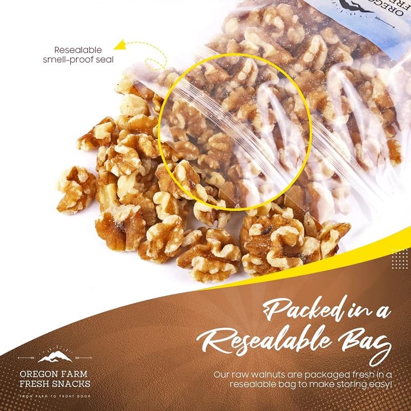 Premium Oregon Farm Fresh Raw Walnuts 24oz - Unsalted, No Shell, Dry Halves - Healthy Snack, Baking Ingredient & Salad Topping - Nutrient-Rich Superfood for Keto, Vegan & Paleo Diets