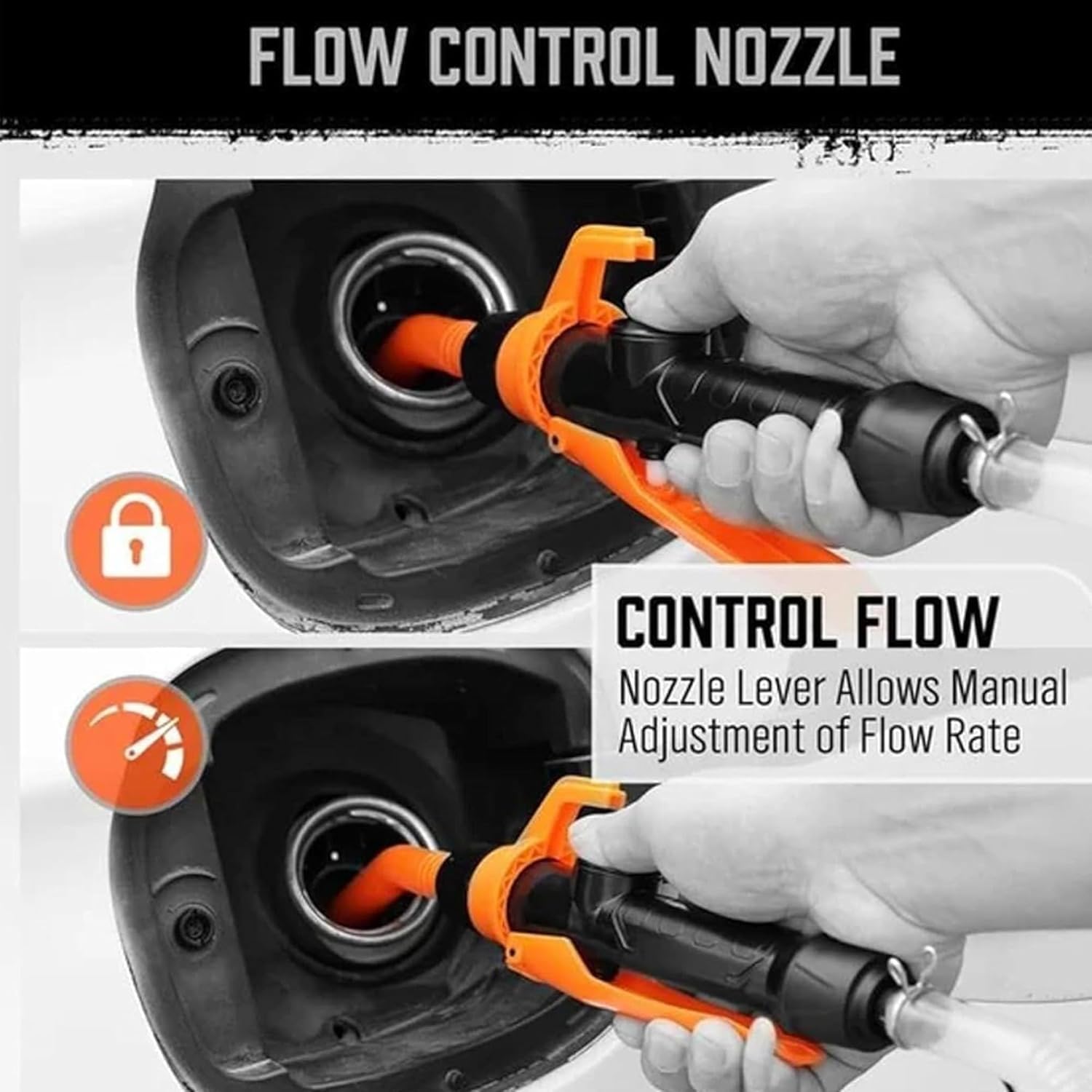 Portable Battery-Powered Gas Pump - 12V Electric Fuel Transfer Pump for Cars, Boats, Lawn Mowers - Compact & Safe Gas Can Pump with Auto Shutoff (Orange) - Perfect for Emergency Fuel Transfer, Garage Storage & Outdoor Activities