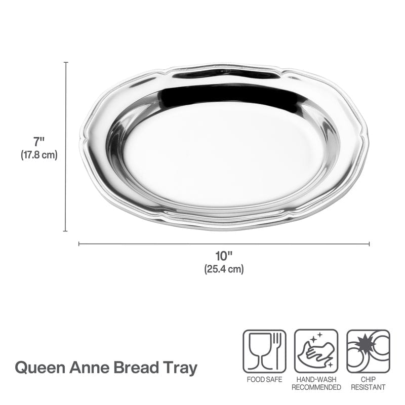 Elegant Queen Anne Style Small Oval Tray - Antique Silver Plated Serving Tray for Tea, Coffee & Desserts - Perfect for Afternoon Tea, Bridal Showers & Home Decor