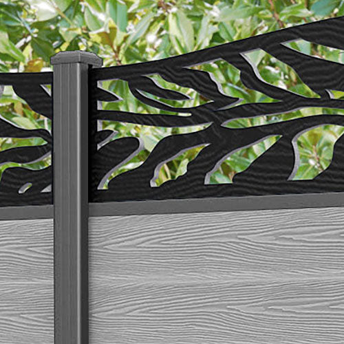 Classic Malawi Curved Top Fence Panel - Light Grey Aluminum Privacy Fence with Durable Posts | Perfect for Backyard, Garden, and Property Boundary Security