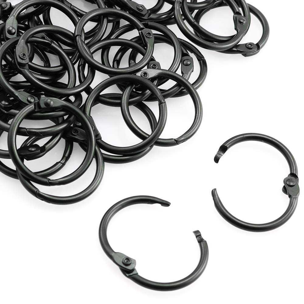 2000pcs Bulk 1 Inch Black Metal Book Rings - 25.4mm Loose Leaf Binder Rings for Scrapbooking, Sketchbooks, Photo Albums & DIY Projects | Durable Hinged Buckle Rings for Crafting, Office & School Supplies