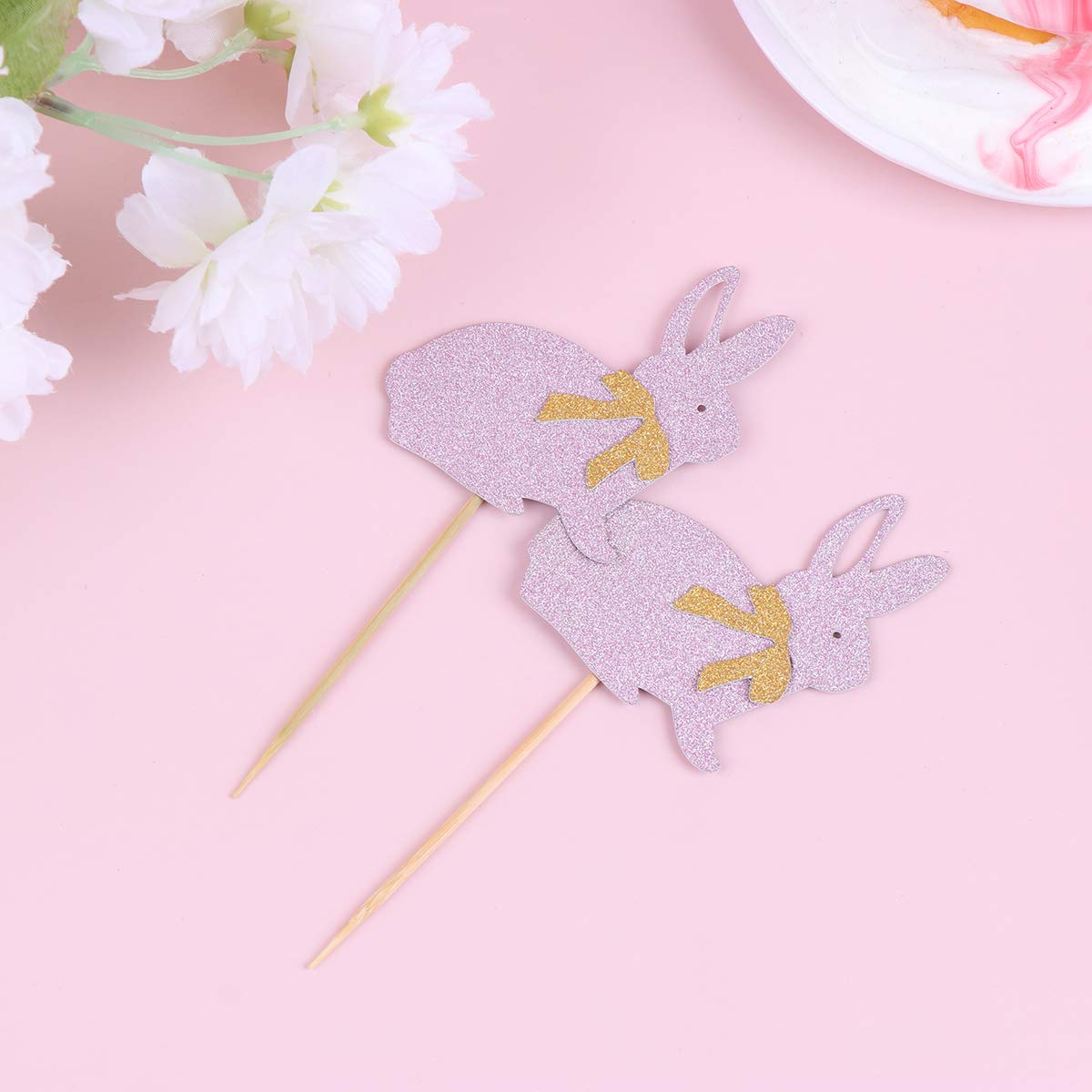 24-Piece Easter Cake Toppers Set - Bunny & Egg Cupcake Decorations for Easter Party, Baby Shower, Spring Celebration (Cake Picks Included)