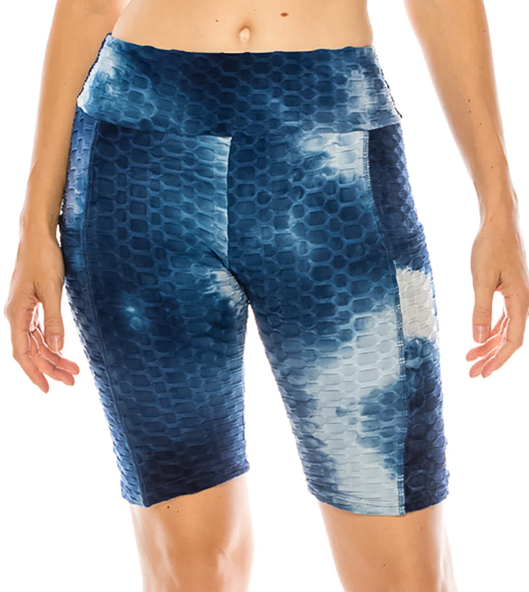 LA12ST Women's High Waisted Workout Shorts - Brazilian Textured Booty Leggings, Anti-Cellulite Biker Shorts with Honeycomb Scrunch & Butt Lifting Design for Gym, Yoga, Running & Lounge Wear