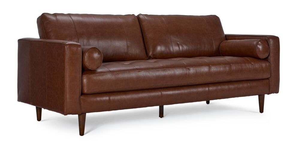 Premium Bari Leather Sofa and Loveseat Set in Cobblestone - Modern Living Room Furniture for Home & Office Comfort