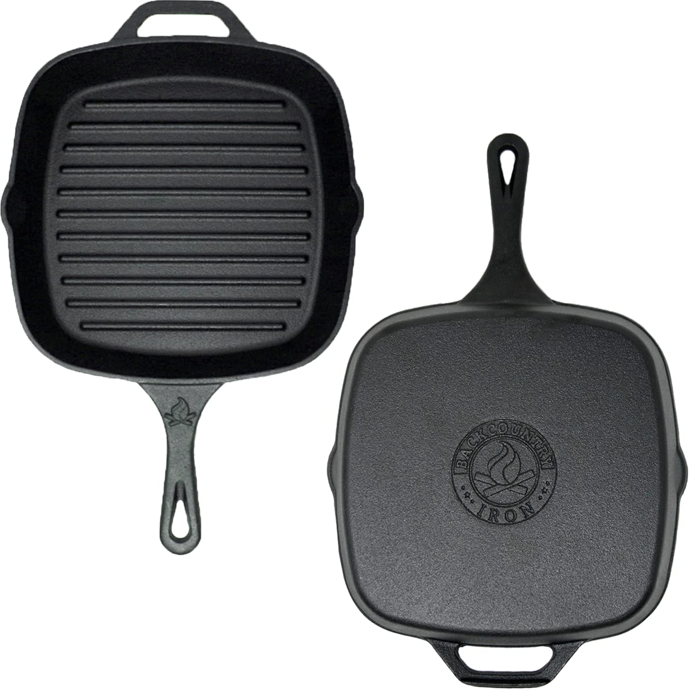 Premium 10.5 Inch Square Cast Iron Grill Pan - Pre-Seasoned, Heavy Duty for Steaks, Burgers & Vegetables - Perfect for Camping, Backyard BBQs & Outdoor Cooking