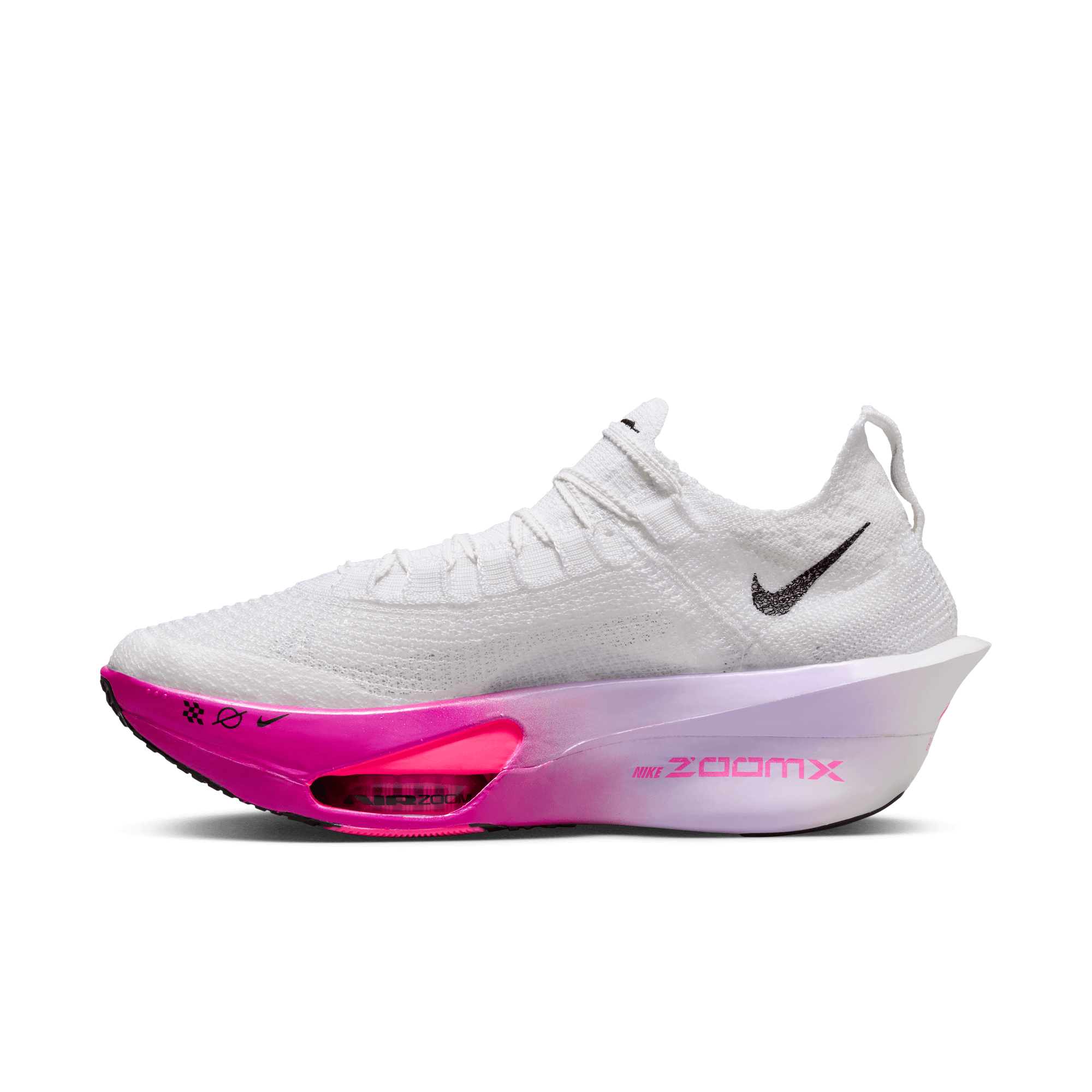 Nike Women's Alphafly 3 Running Shoes - White/Black Purple Agate Vivid Grape - Lightweight Racing Sneakers for Marathon Training & Road Running