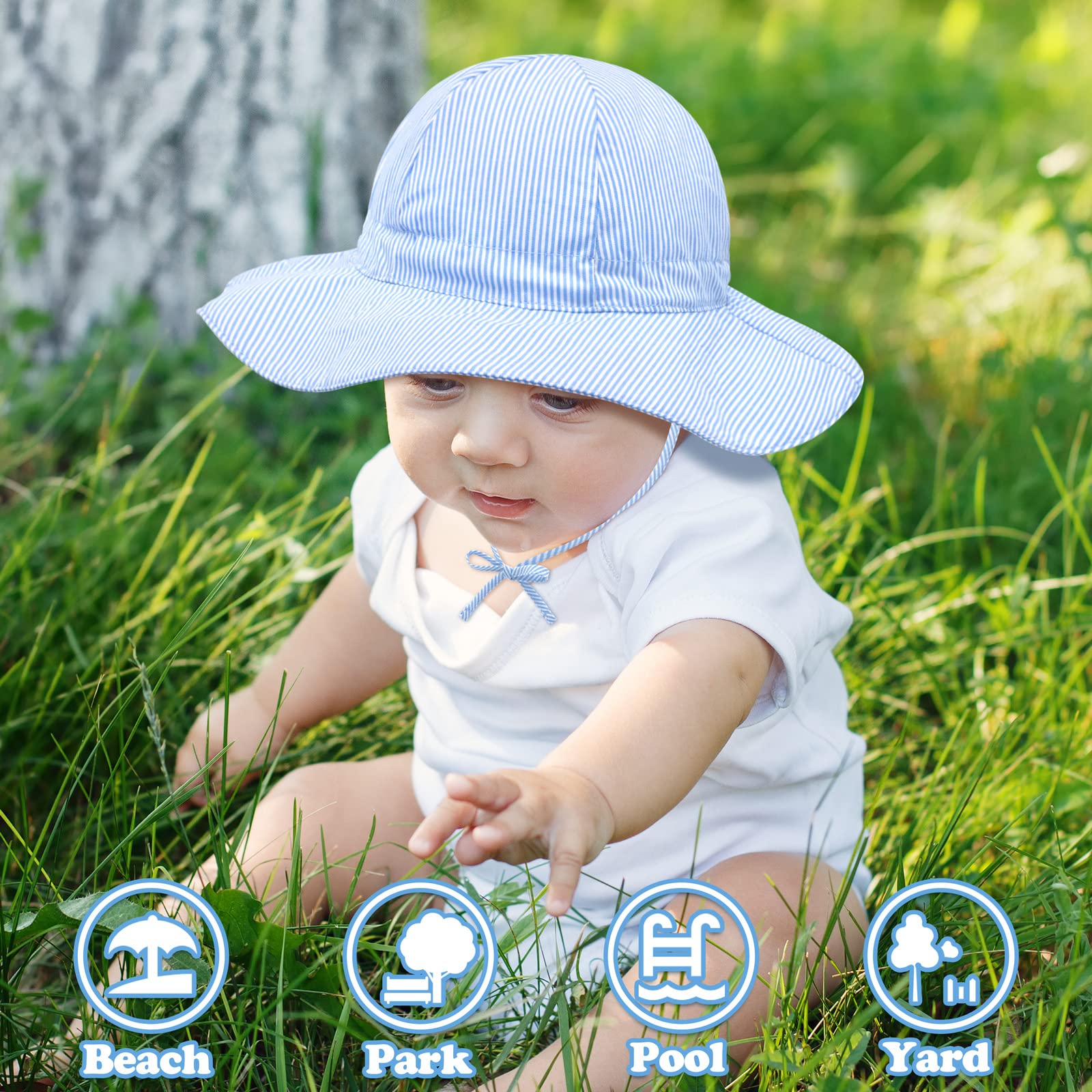 UPF 50+ Baby Sun Hat for Boys & Girls - Wide Brim Cotton Infant Toddler Beach Hat for Sun Protection - Perfect for Outdoor Play, Beach Trips & Summer Adventures