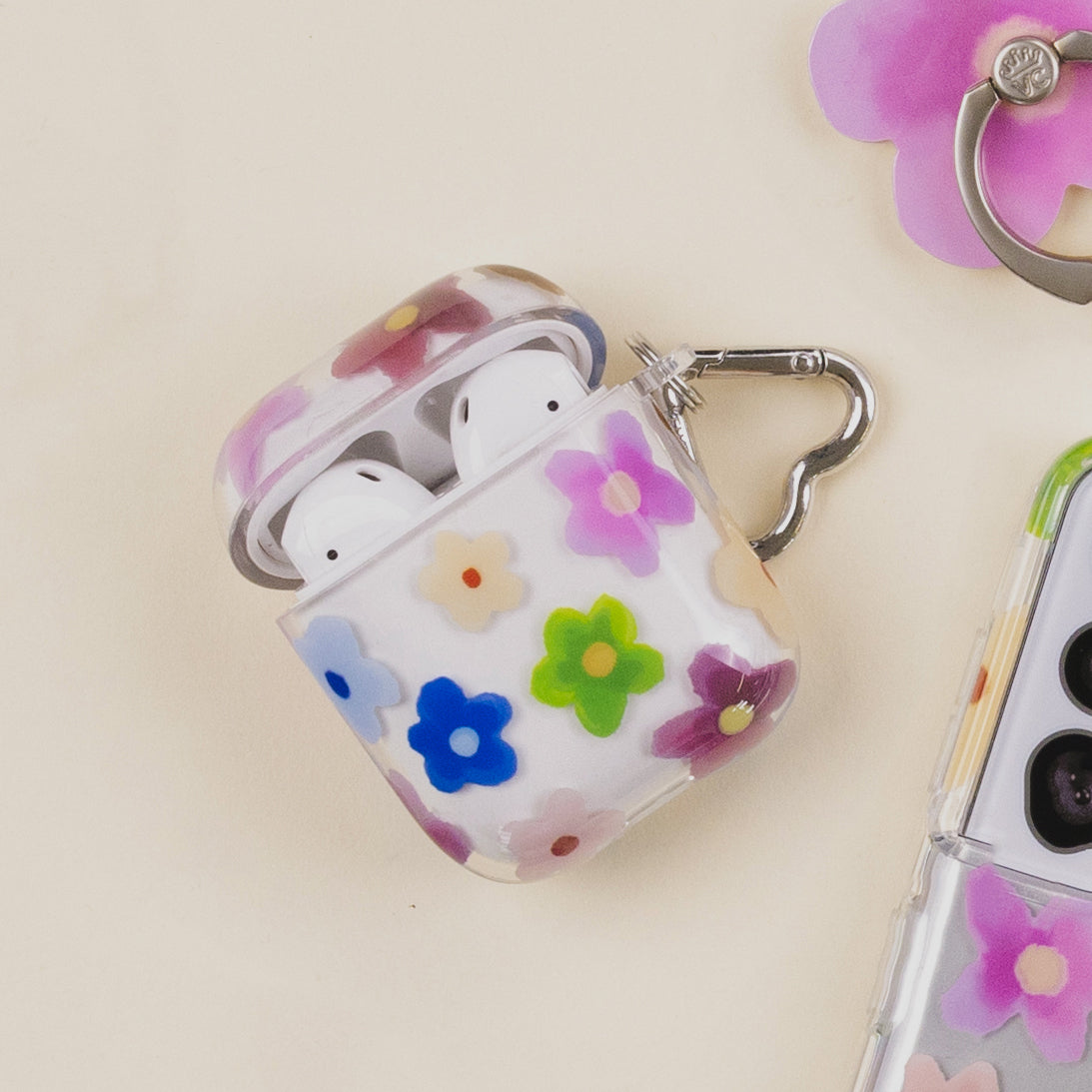Flower Power AirPod Case - Cute Floral Design Protective Cover for Apple AirPods 1/2/3 & Pro - Perfect Gift for Women, Girls, Teens - Ideal for Daily Use, Travel, Work & School