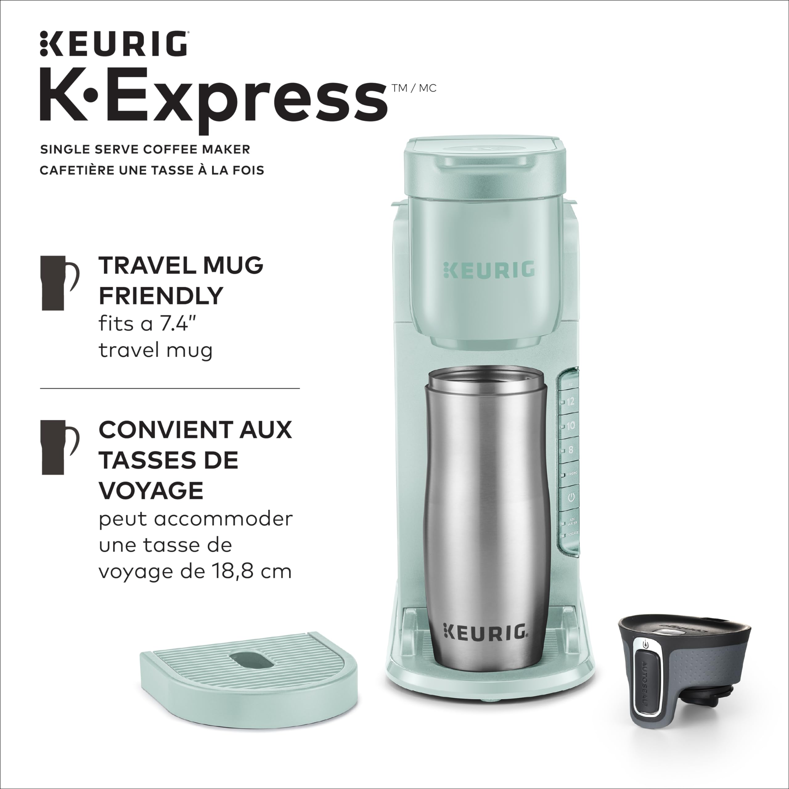 Keurig K-Express Single Serve K-Cup Pod Coffee Maker - Compact Mint Green Coffee Machine with Removable Water Reservoir & Strong Brew Option - Perfect for Home, Office, Dorm or RV Use