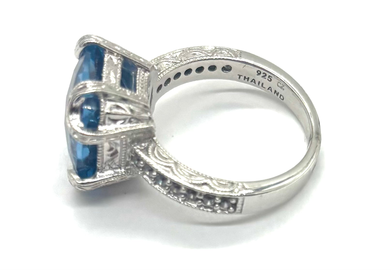 925 Sterling Silver Tacori Blue Topaz Ring for Women – Elegant Birthstone Jewelry Gift for Engagement, Anniversary & Special Occasions