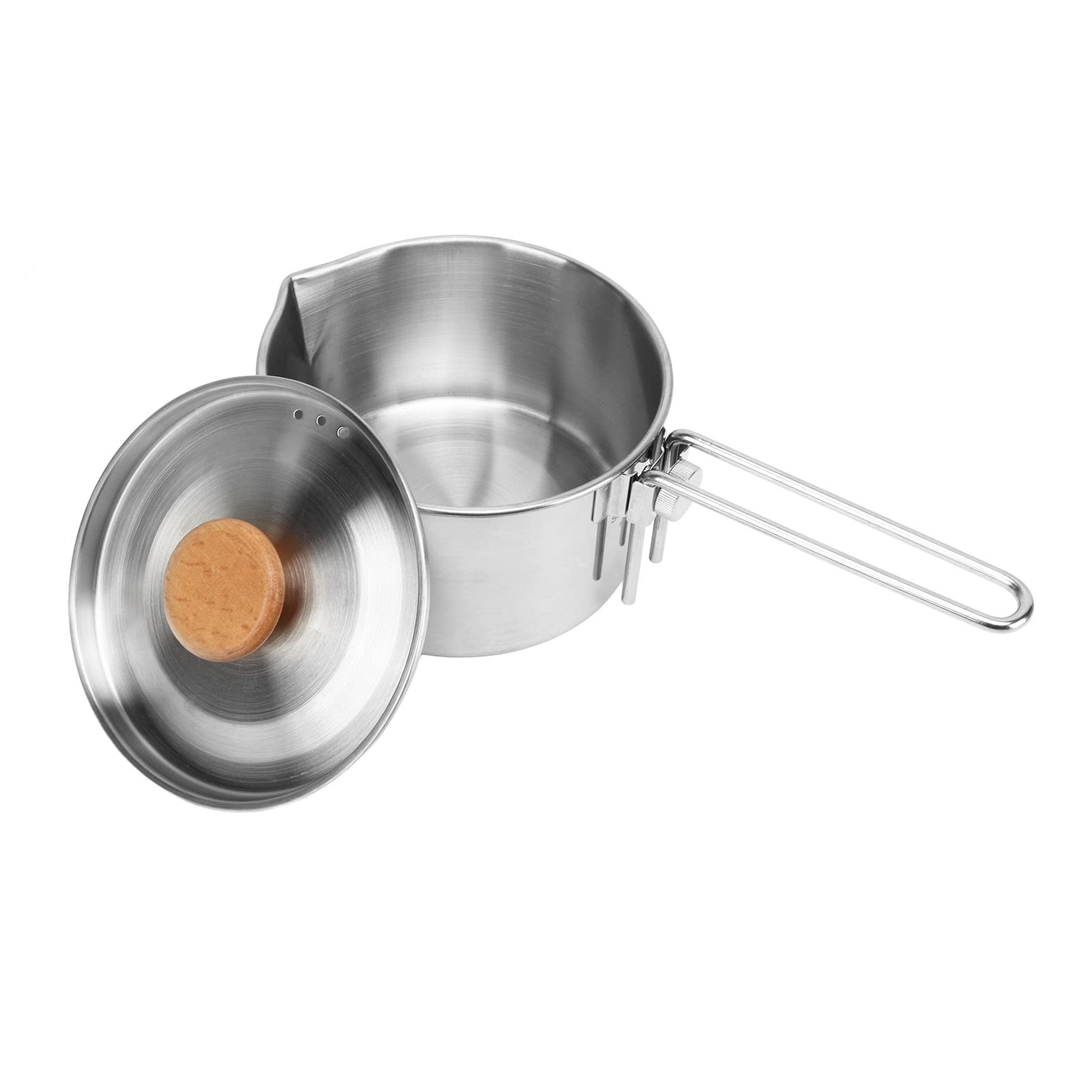 1L 304 Stainless Steel Portable Camping Pot with Foldable Handle - Lightweight Backpacking Cookware for Camping, Hiking & Outdoor Adventures - Perfect for Boiling Water, Cooking Meals & Picnics in the Wilderness
