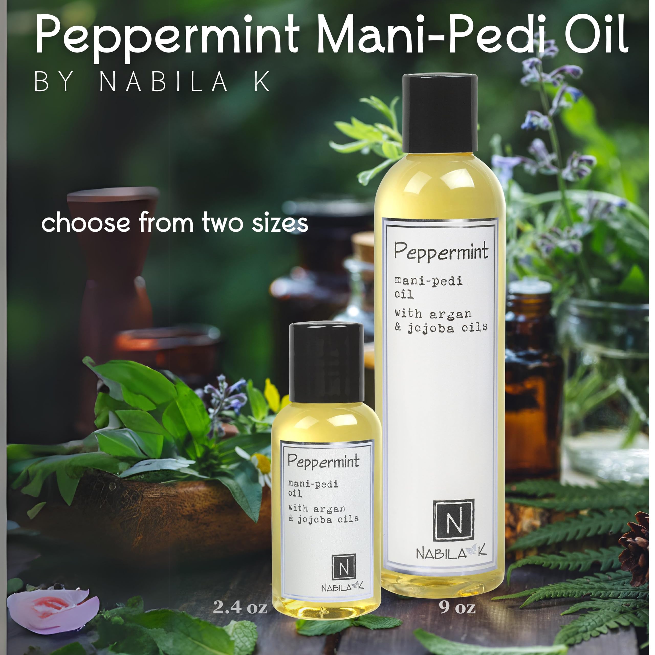 Peppermint Manicure Pedicure Oil with Argan & Jojoba Oils - 2.4oz TSA Approved Travel Size - Moisturizing Cuticle Treatment for Nail Care & Spa Day at Home