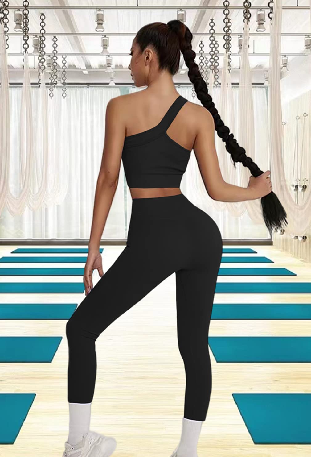 Seamless 2-Piece Workout Sets for Women - Sexy One Shoulder Sports Bra & High Waist Yoga Shorts | Gym, Running & Yoga Outfits