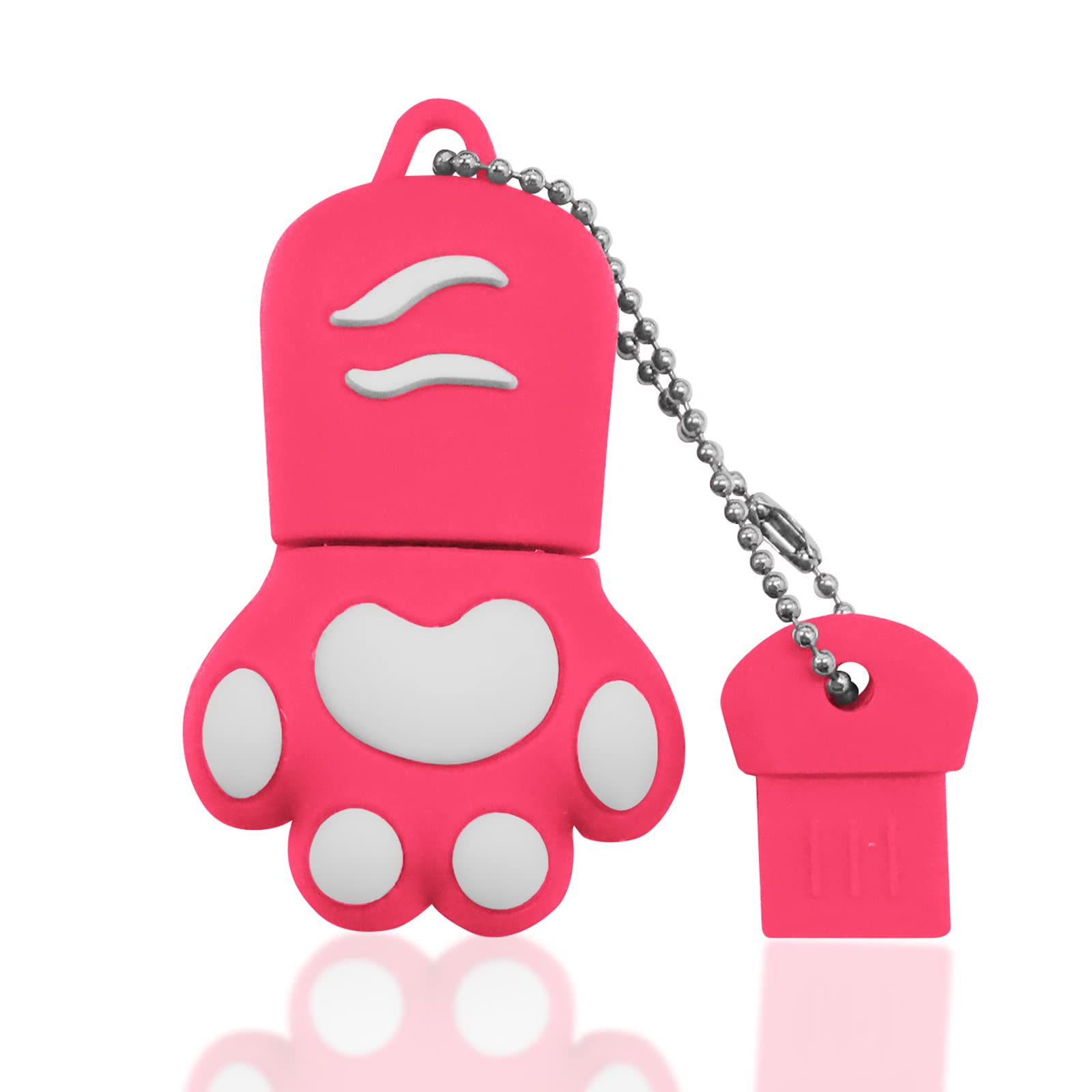 64GB Cute Cat Paw USB Flash Drive - Mini Cartoon Pendrive for PC & Laptop (Pink) - Perfect for Students & Office Use