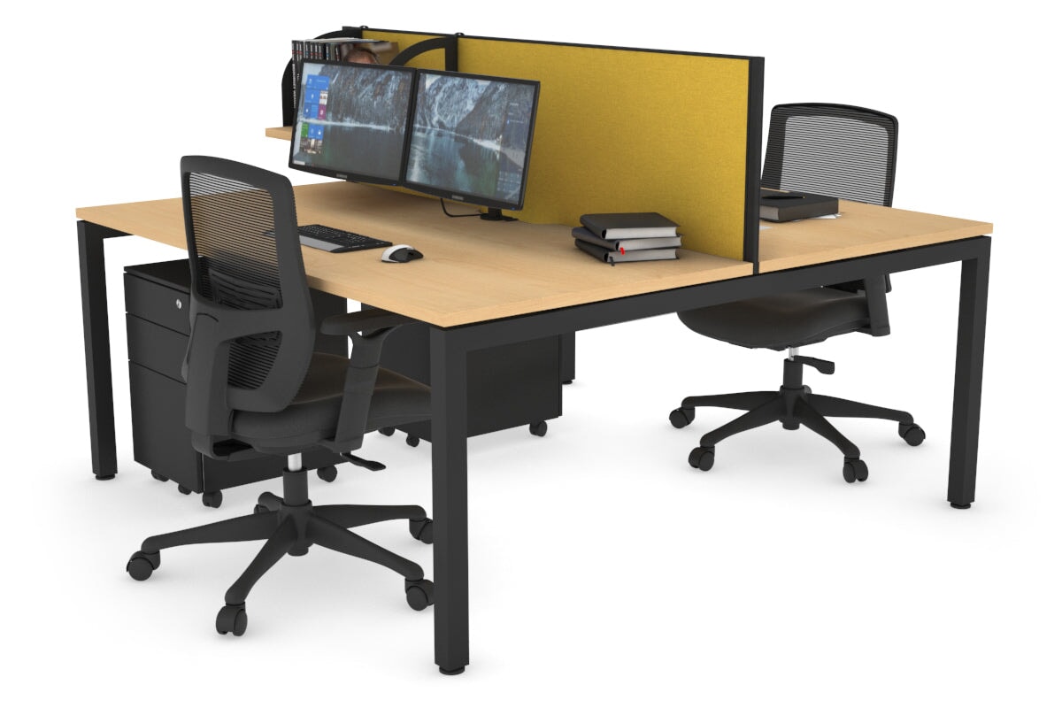 Quadro Square Legs 2 Person Office Workstation Desk - 1400L x 800W with Cable Management Scallop - Perfect for Shared Workspaces & Home Offices