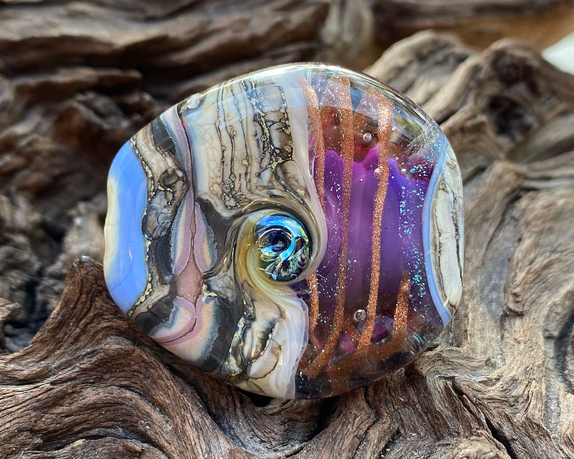 Handmade Purple Organic Lampwork Glass Focal Bead for Jewelry Making - Perfect for Necklaces, Bracelets & DIY Craft Projects