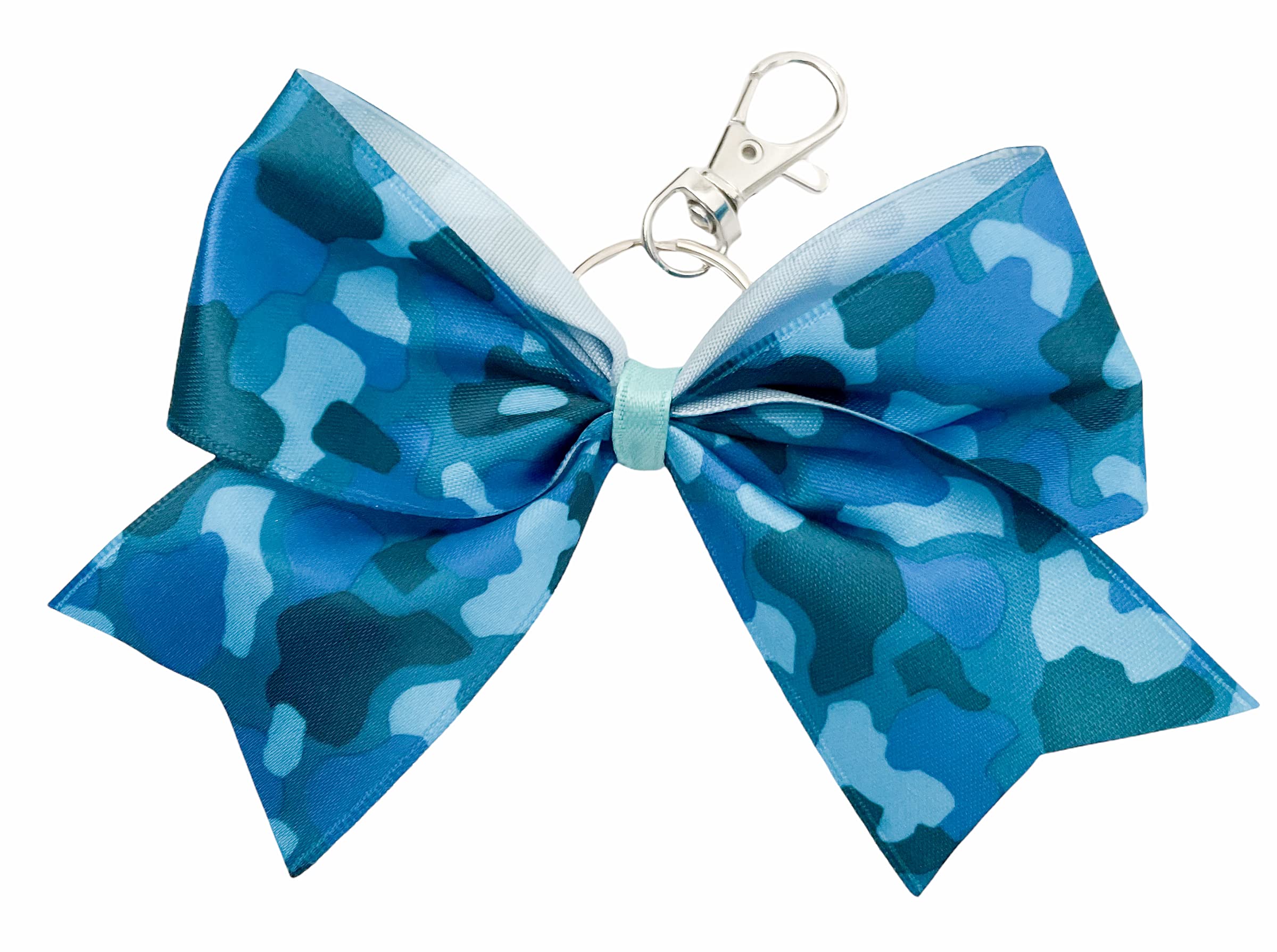 Blue Camouflage Cheer Bow Keychain - Stylish Hair Accessory for Cheerleaders, Sports Fans & Outdoor Enthusiasts | Perfect for Games, Gifts & Everyday Use