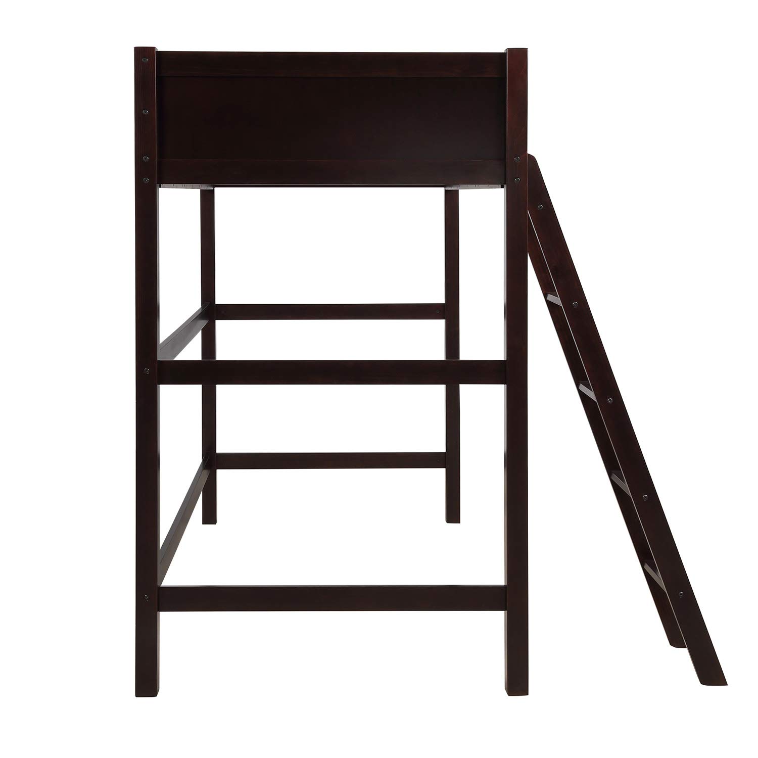 Merax Twin Loft Bed with Ladder & Guardrail - Solid Wood Twin Size Loft Bed Frame for Kids & Teens - Space-Saving Espresso Finish - Perfect for Small Bedrooms, Dorms & Kids' Rooms