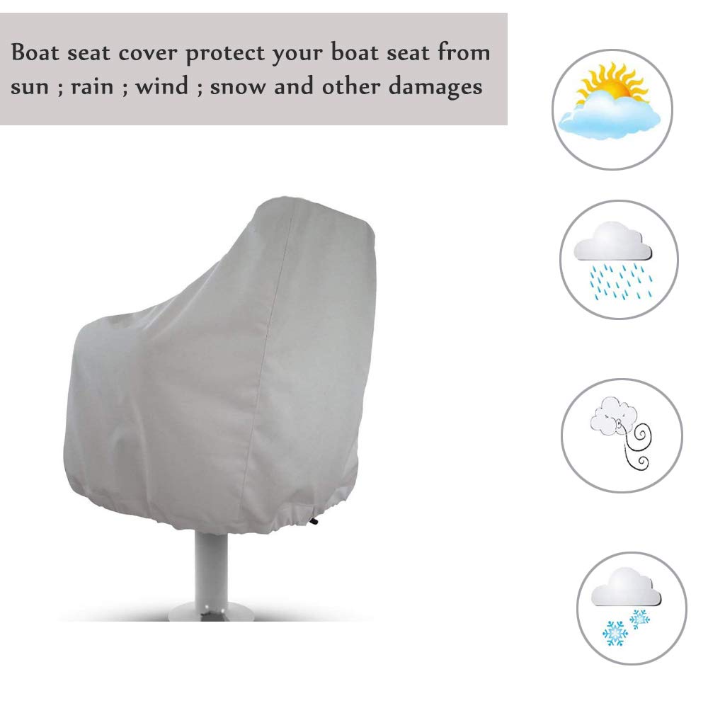 **Waterproof Pontoon Boat Seat Cover - All-Weather Protection for Outdoor Captain's Chairs, Silver | Durable & UV-Resistant for Boating, Fishing & Marine Use**