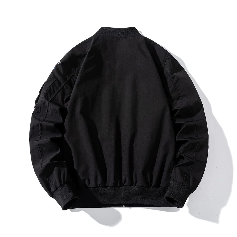Acelyn Men's NASA MA-1 Bomber Jacket - USA Flag Military Windbreaker with Zipper & Pockets | Lightweight Flight Coat for Outdoor Activities & Casual Wear