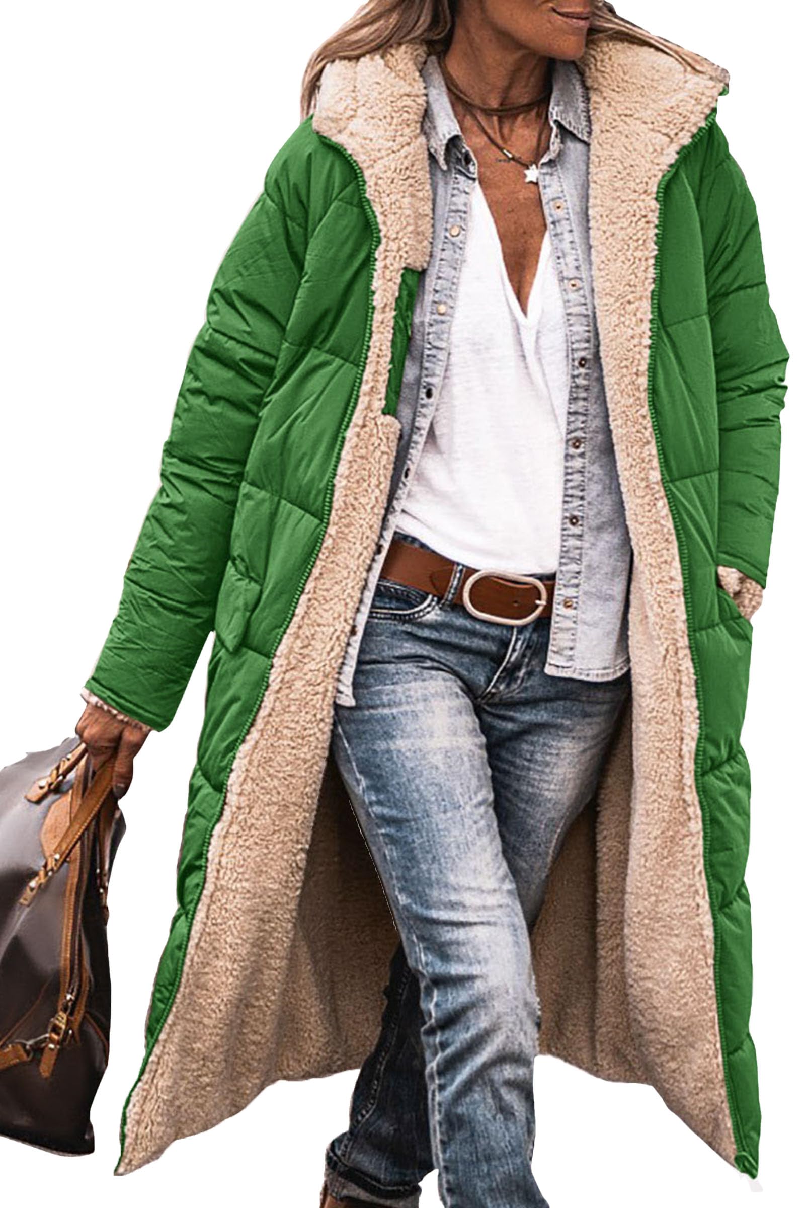 PRETTYGARDEN Women's Oversized Shearling Fleece Long Winter Coat Jacket - Warm Winter Outerwear for Women, Perfect for Cold Weather, Snow Days & Casual Outings