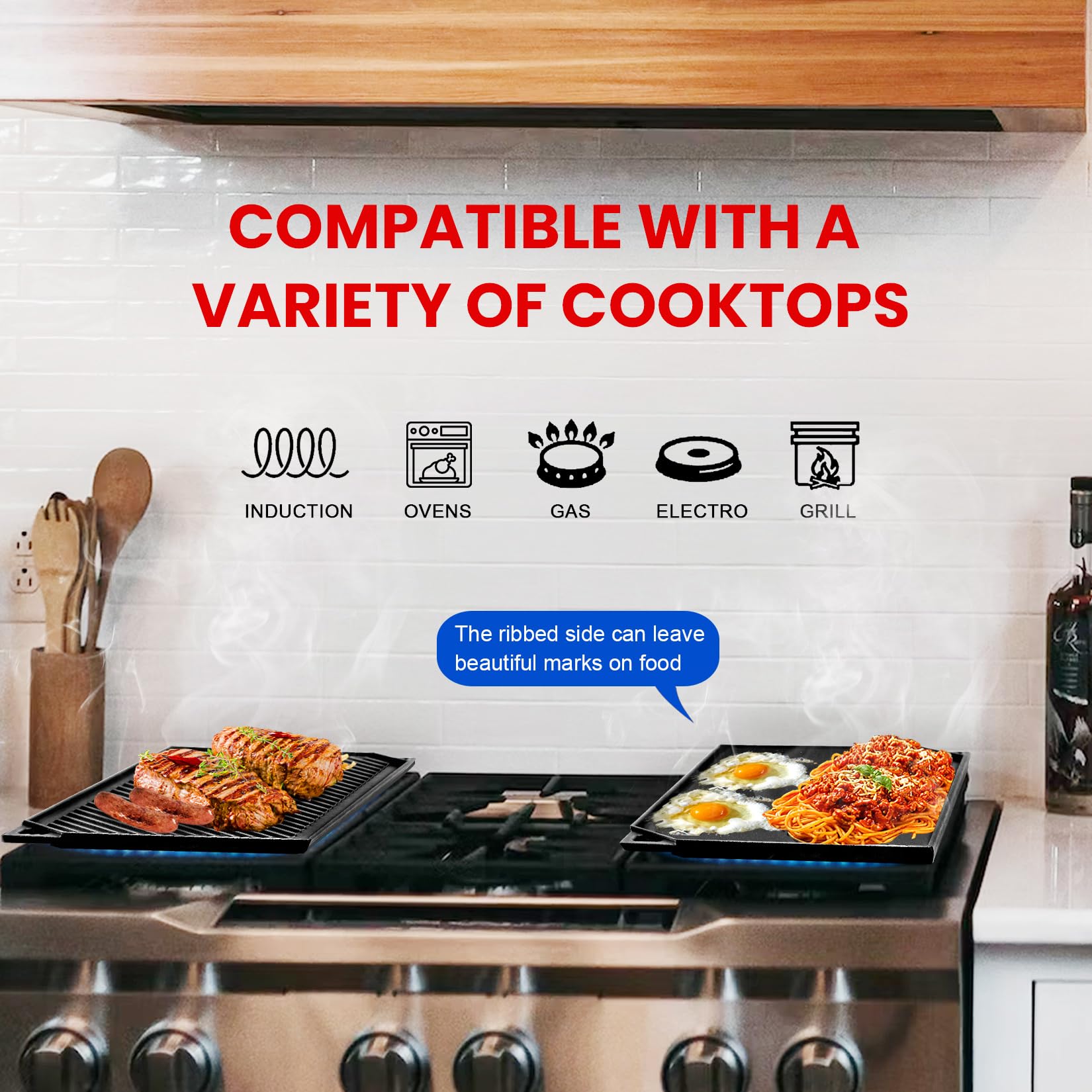 GGC Reversible Cast Iron Griddle - 16.5