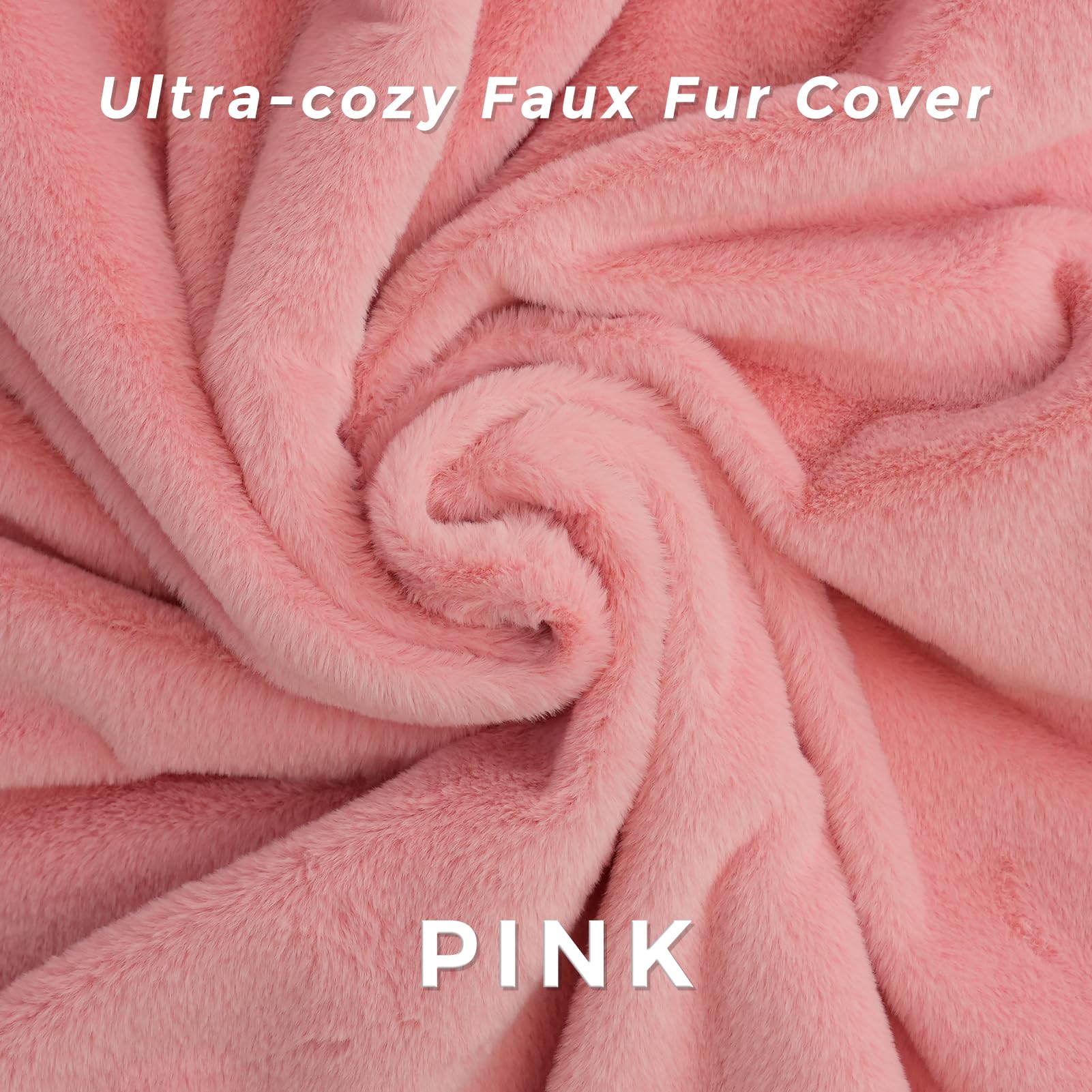 MAXYOYO Extra Thick Faux Fur Bean Bag Bed - 30x95 Inch Foldable Floor Sofa Mattress for Adults, Washable Cover, Single Floor Couch for Bedroom & Living Room (Pink) - Perfect for Lounging, Gaming & Small Space Living