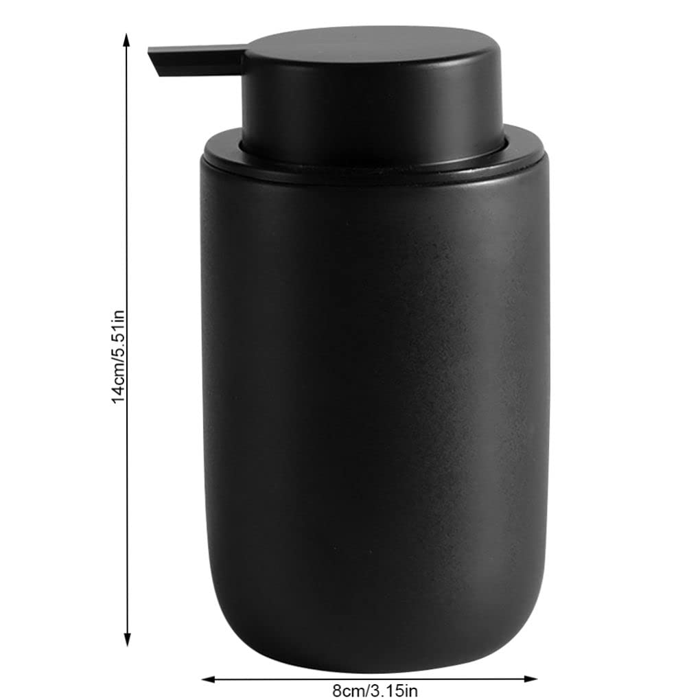 Refillable Foaming Hand Soap Dispenser 260ML - Ceramic Bathroom & Kitchen Lotion Pump for Soap, Shampoo, Body Wash & Shower Gel - Black (14x8x8cm) - Perfect for Home, Office & Guest Bathrooms
